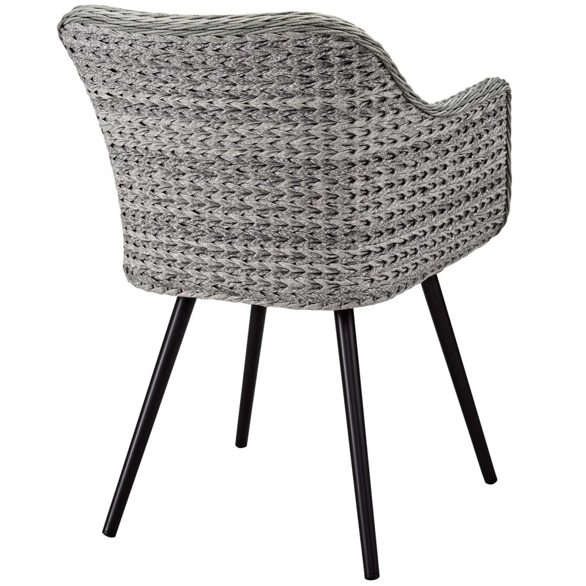 Gray Wicker Rattan Aluminum Outdoor Dining Armchair - Image 4