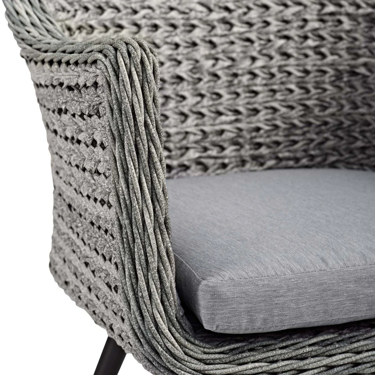 Gray Wicker Rattan Aluminum Outdoor Dining Armchair - Image 5