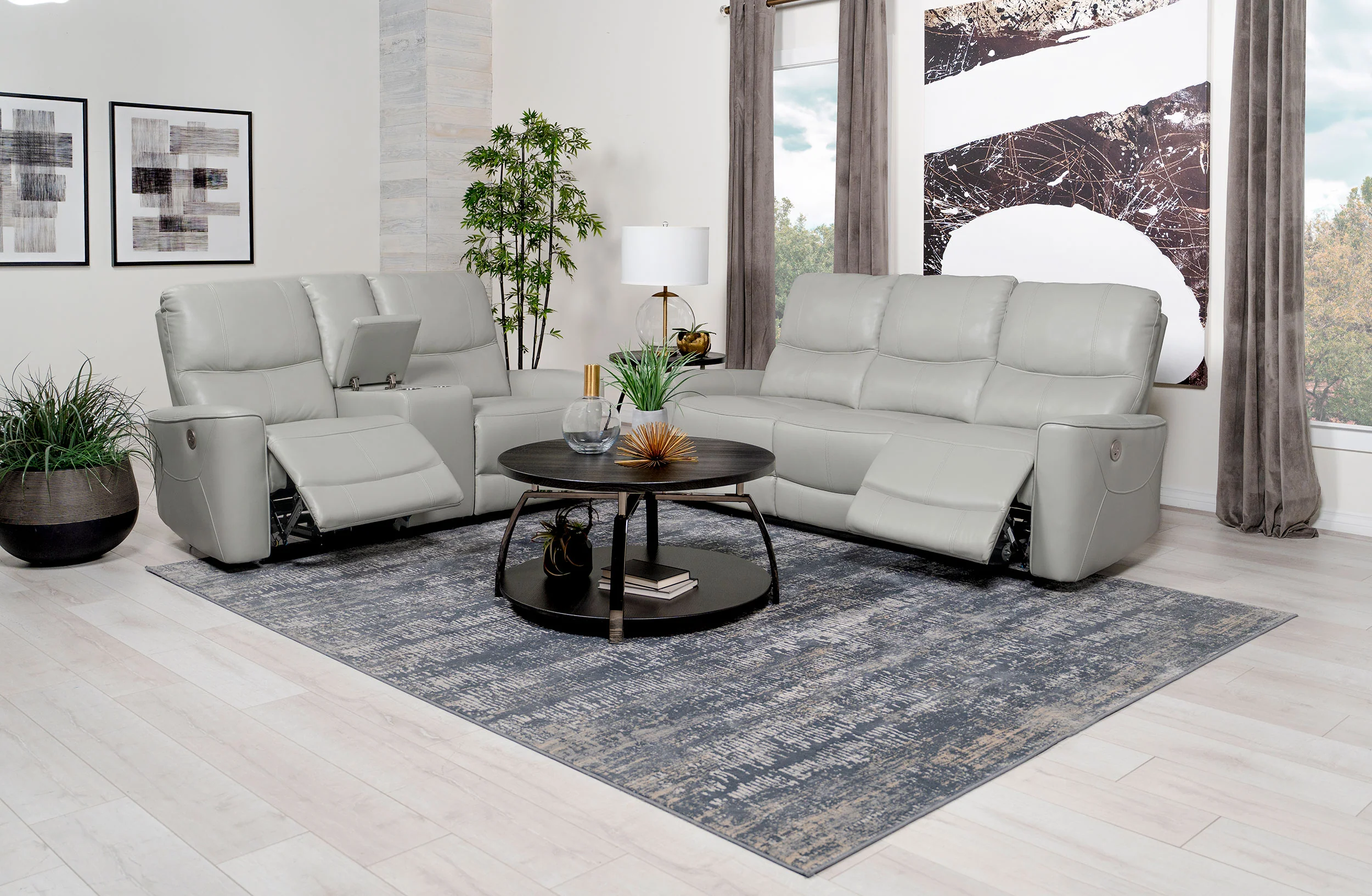 Greenfield 2-Piece Power Reclining Sofa Set Dove Grey - Image 5