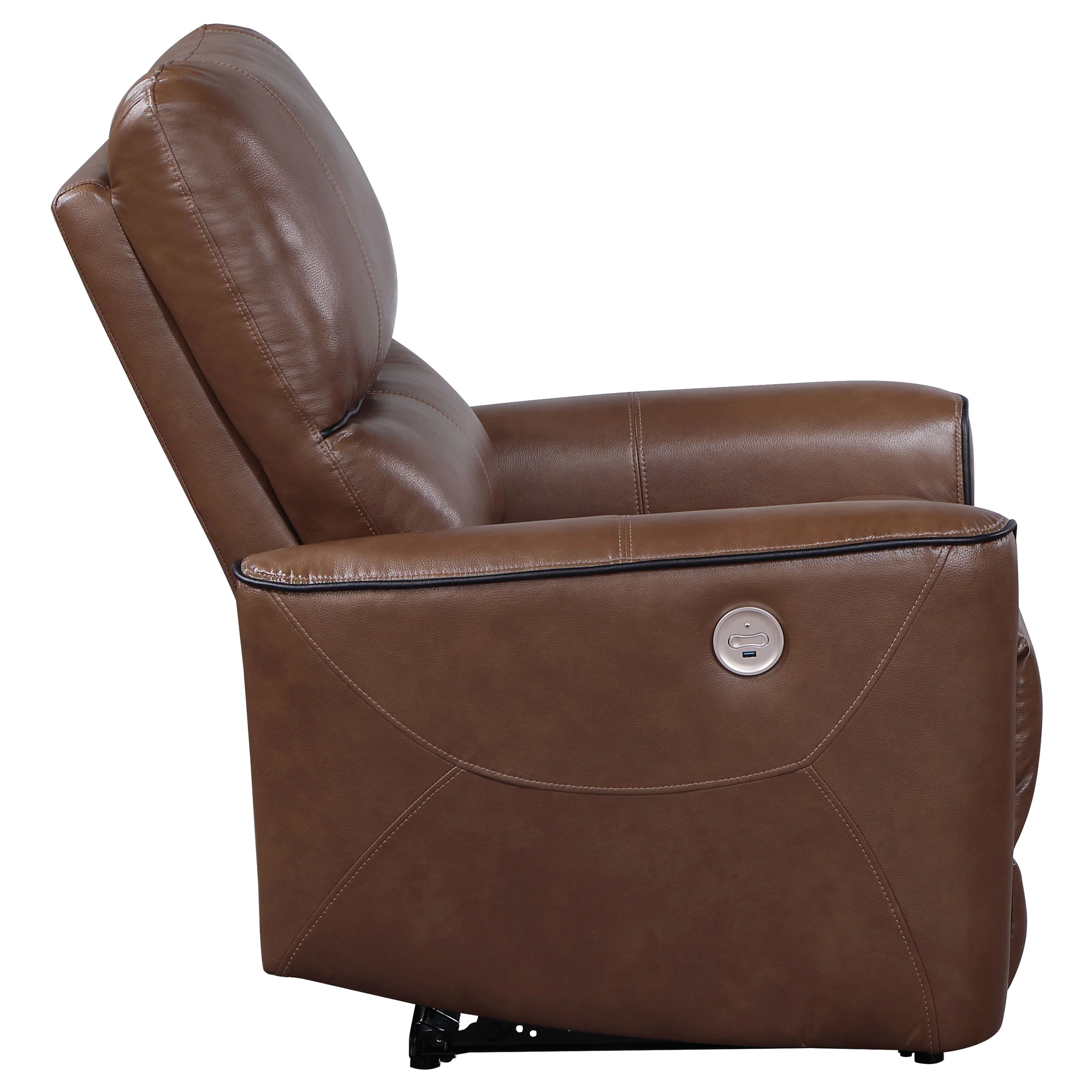 Greenfield Upholstered Power Recliner Chair in Saddle Brown - Image 9