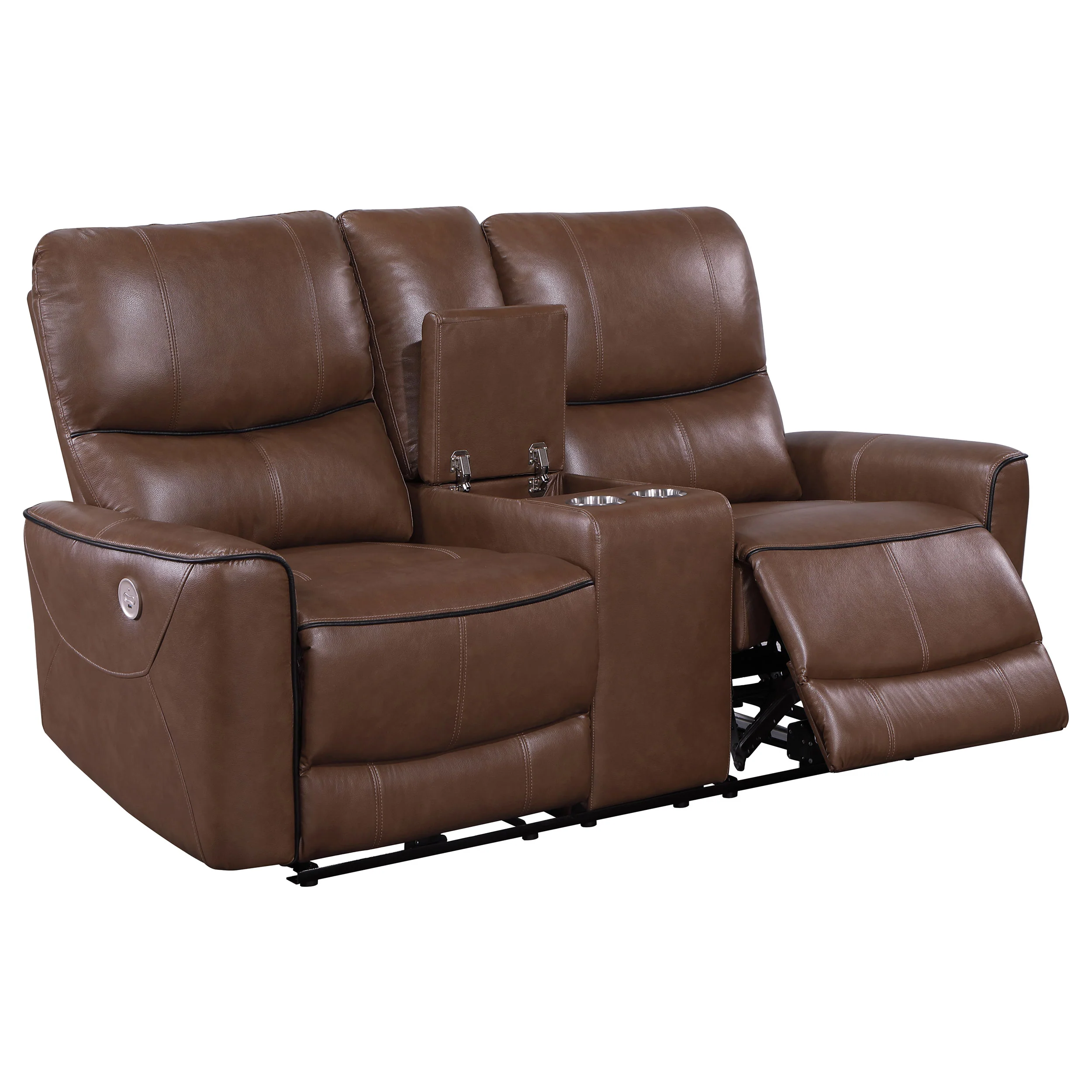 Greenfield Upholstered Power Reclining Loveseat Saddle Brown - Image 2