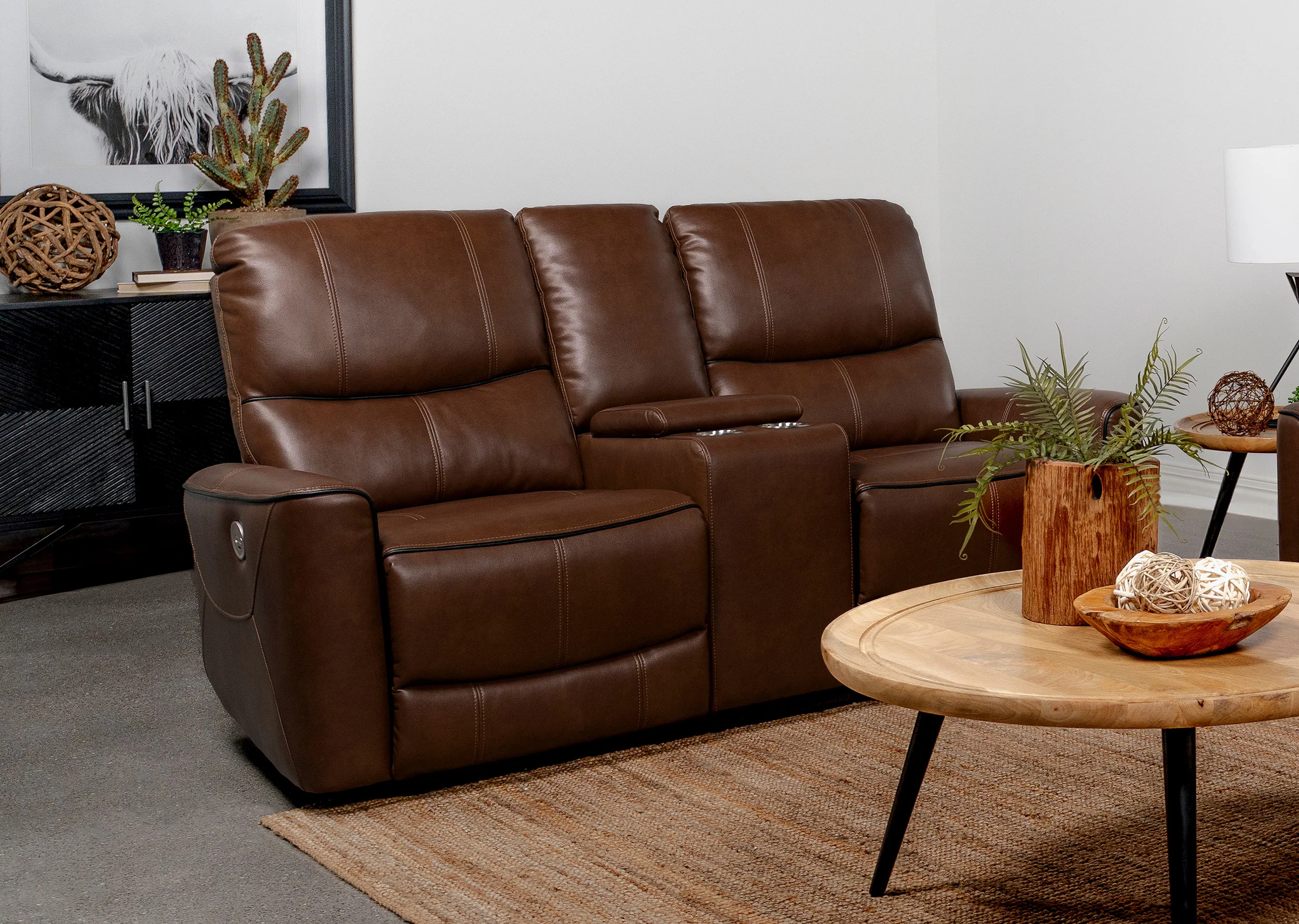 Greenfield Upholstered Power Reclining Loveseat Saddle Brown - Image 5