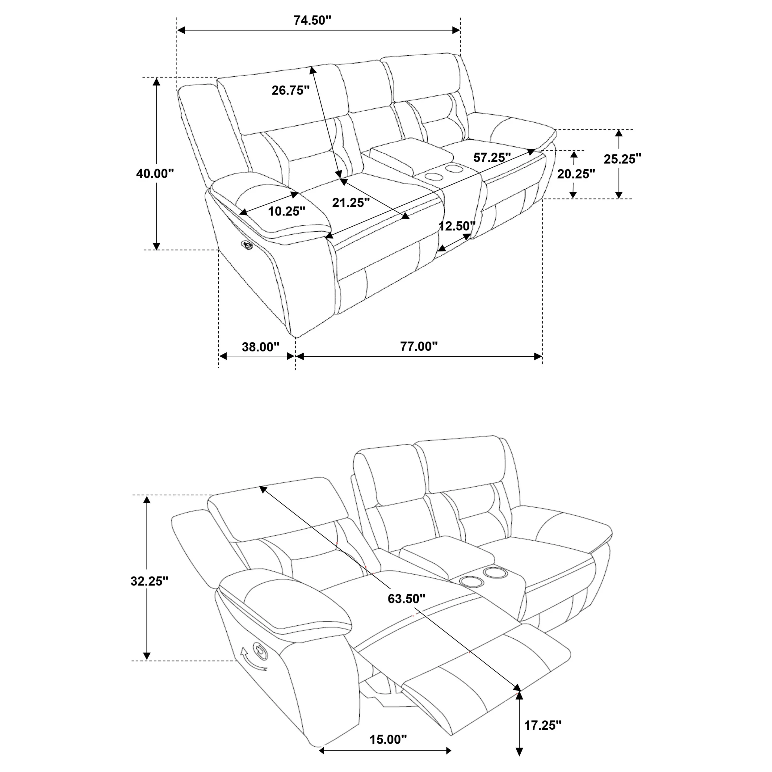 Greer 2-Piece Upholstered Reclining Sofa Set in Taupe - Image 11