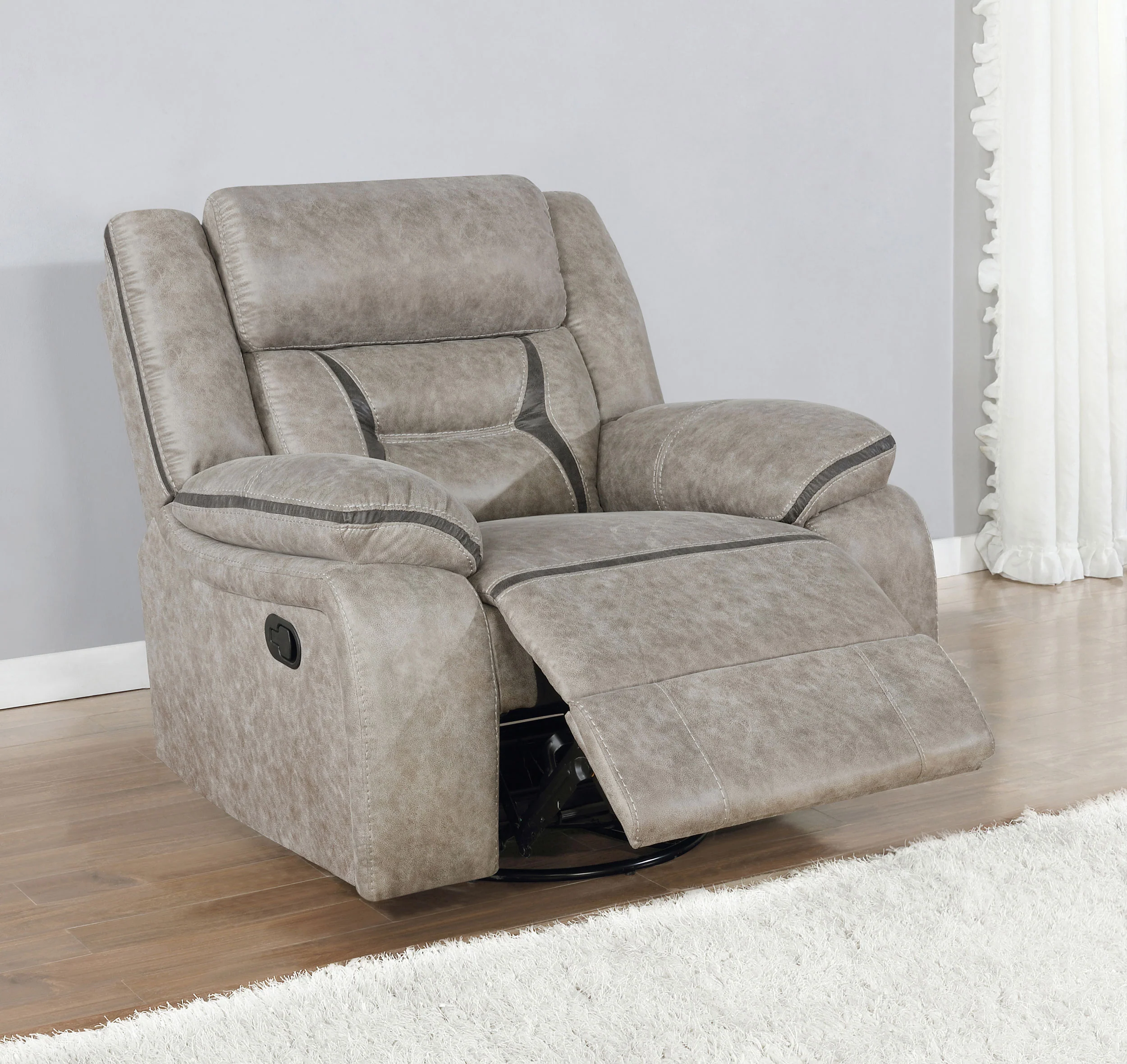 Greer Upholstered Swivel Glider Recliner Chair - Taupe - Image 5