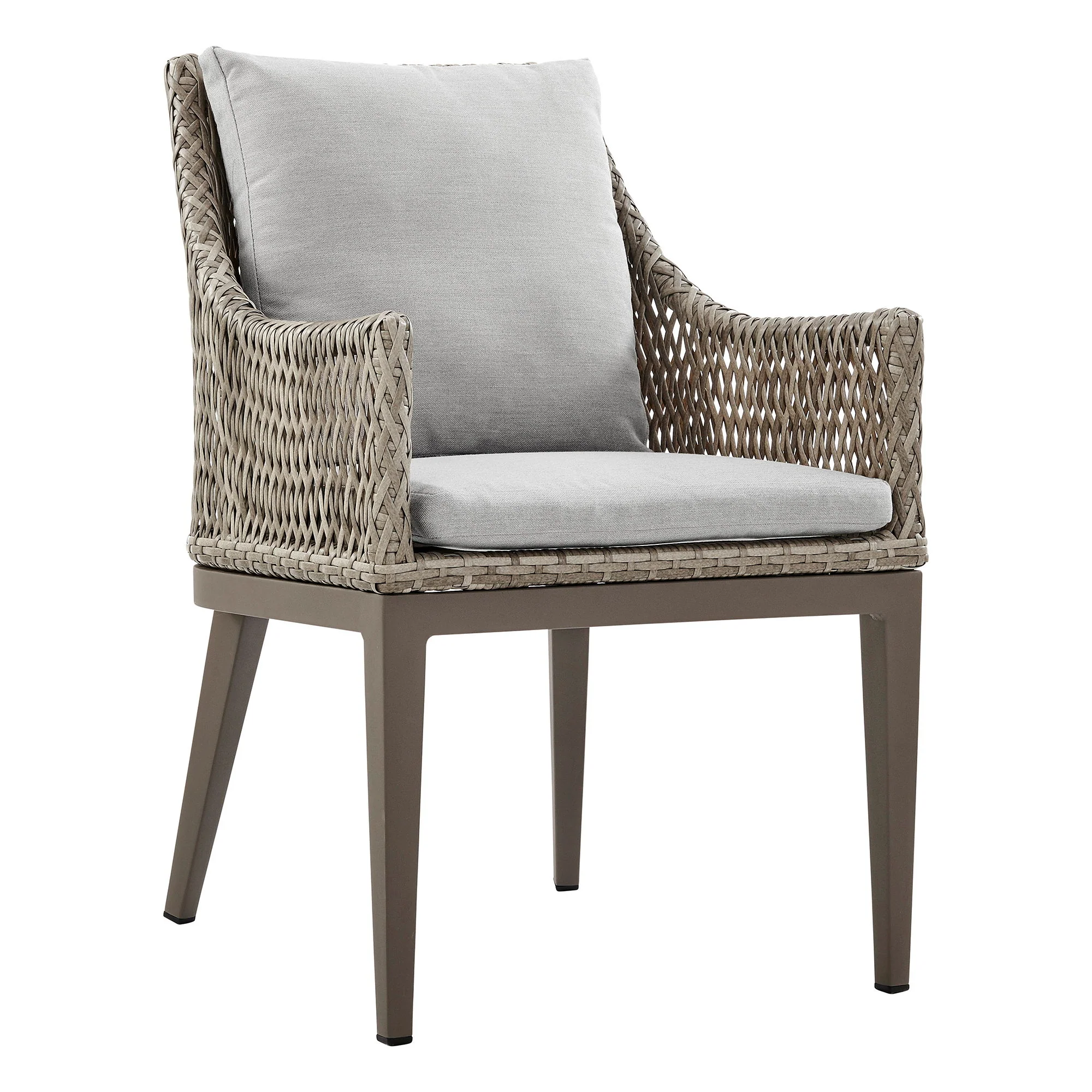 Grenada - Outdoor Wicker And Aluminum Gray Dining Chair With Beige Cushions - (Set Of 2) - Image 4