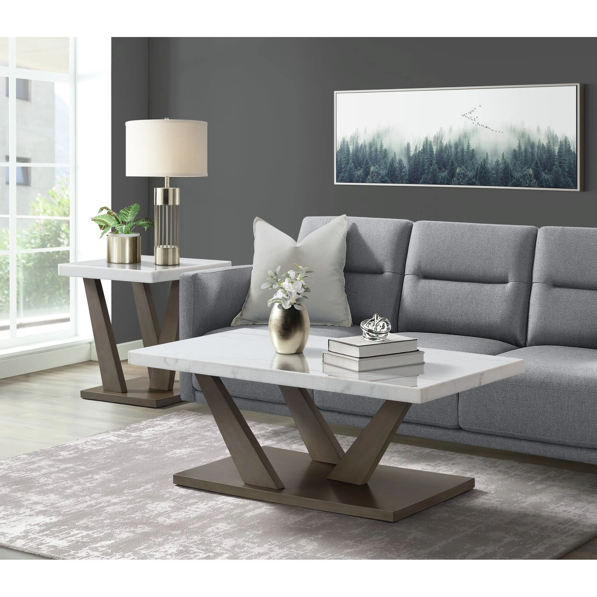 Greta - 2 Piece Occasional Table Set (Coffee Table And End Table) - Gray - Image 5