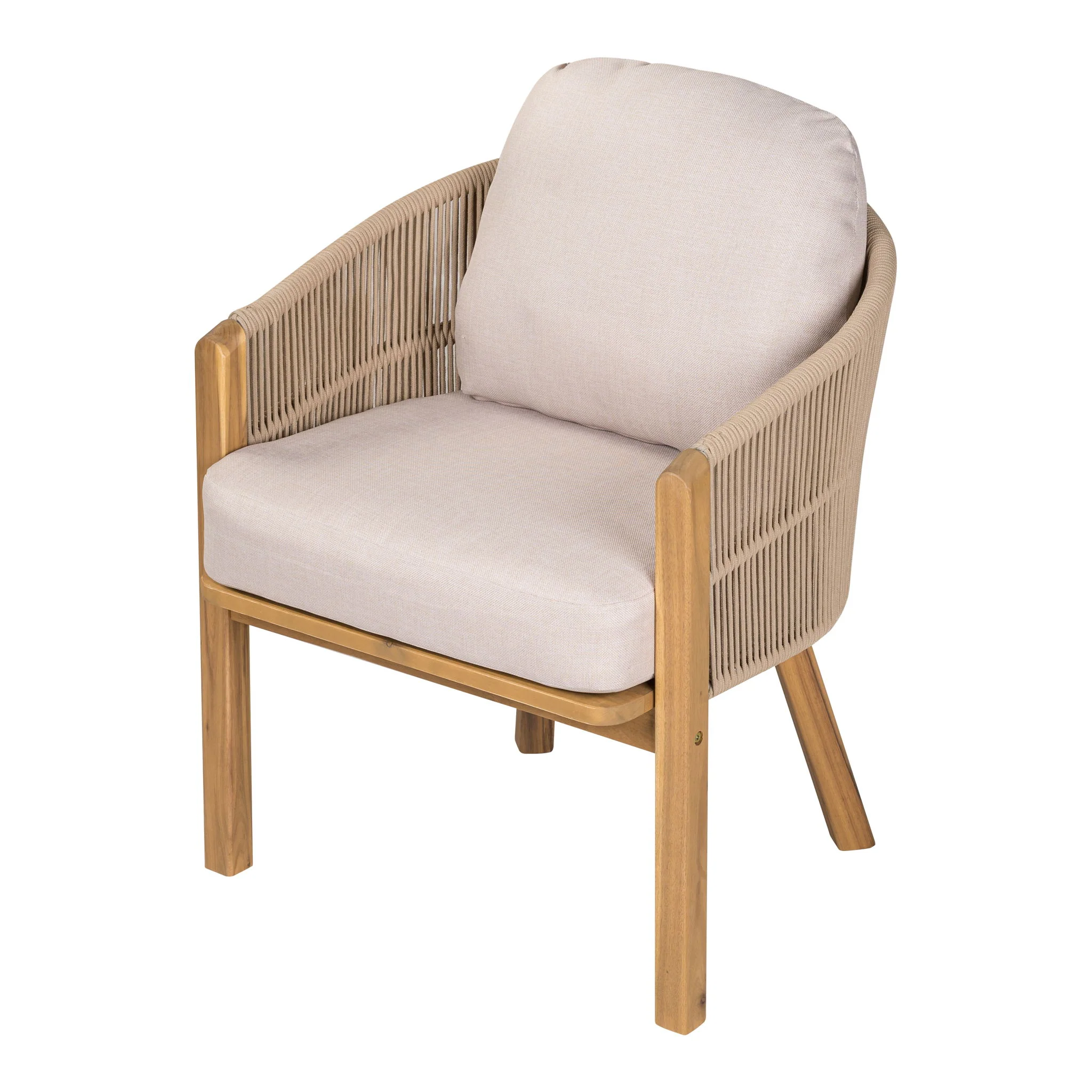 Grotta - Outdoor Dining Arm Chair (Set of 2) - Teak / Beige - Image 2
