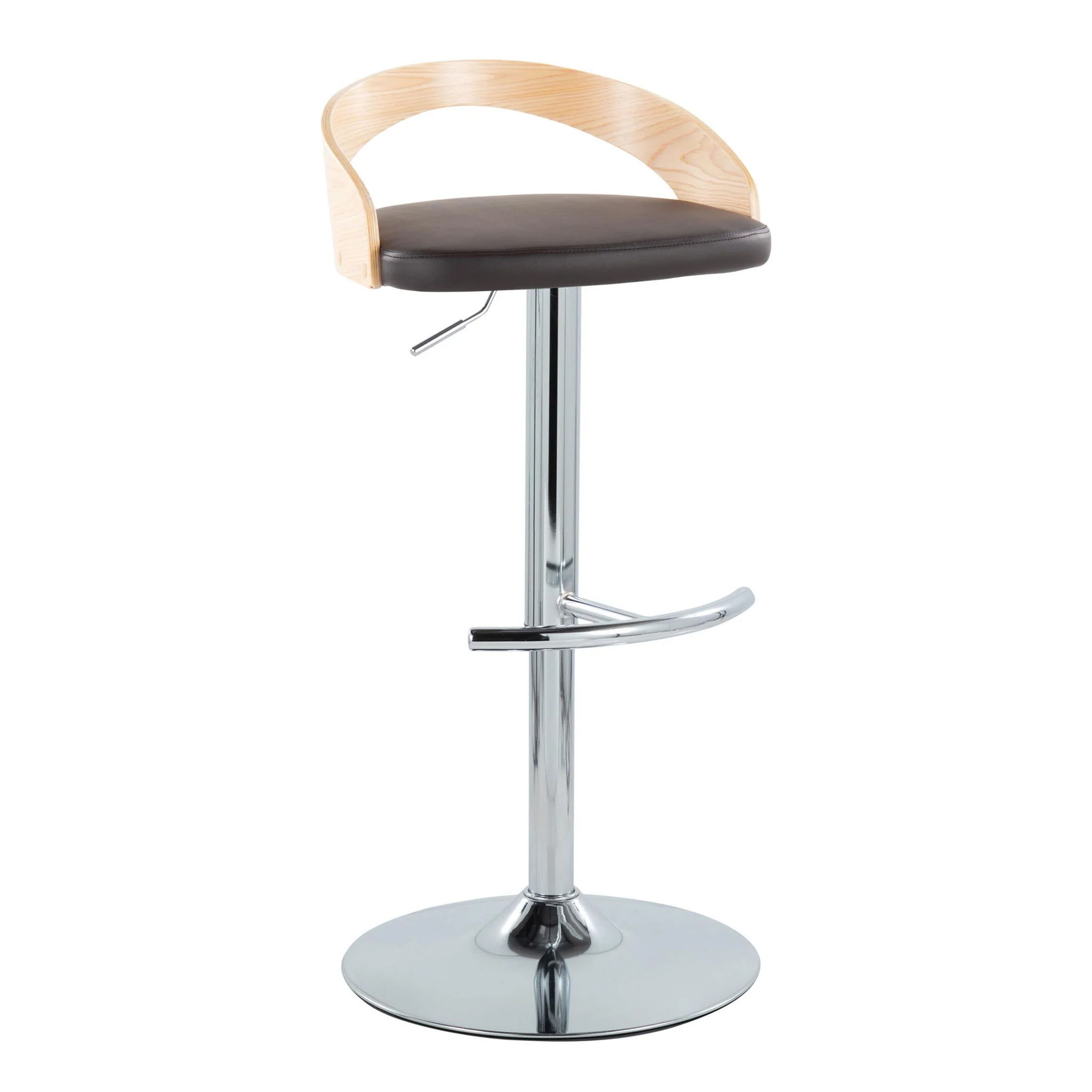 Grotto - Contemporary Adjustable Barstool, Swivel With Rounded T Footrest (Set of 2) - Image 11