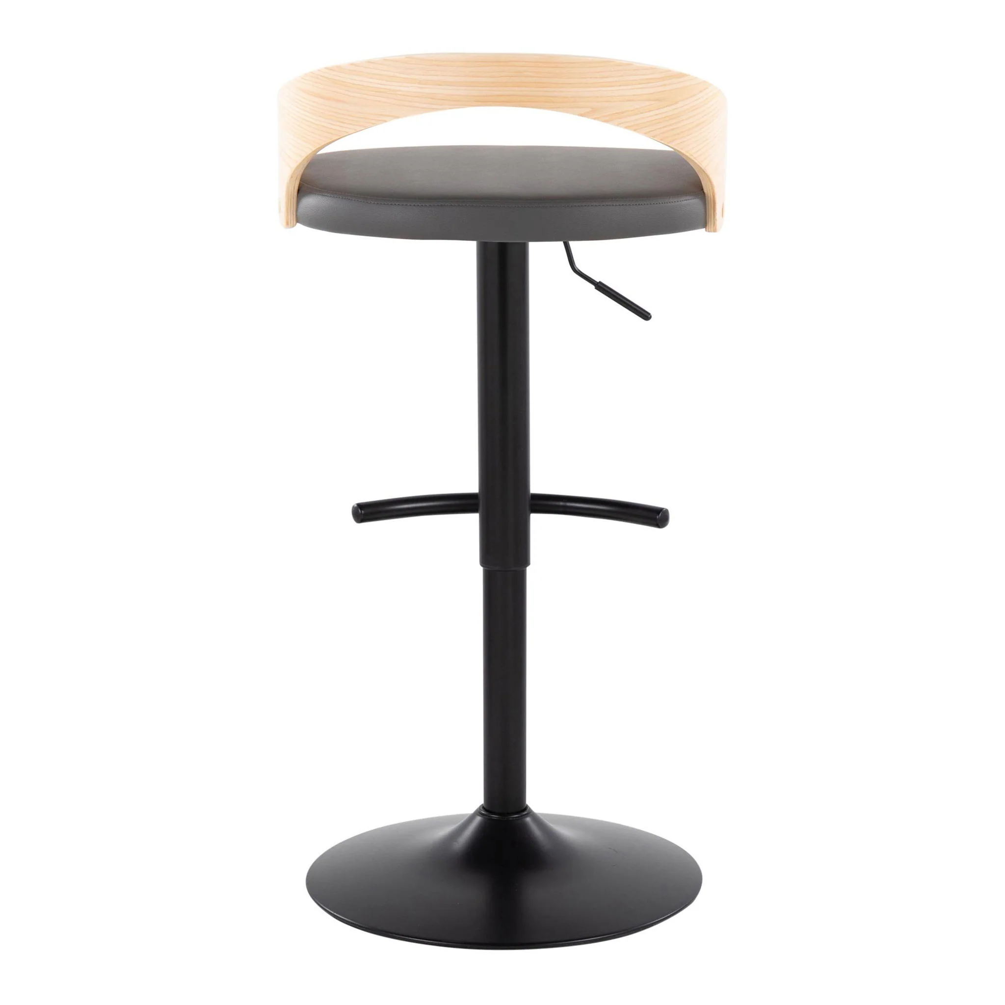 Grotto - Contemporary Adjustable Barstool With Swivel & Rounded T Footrest (Set of 2) - Image 9