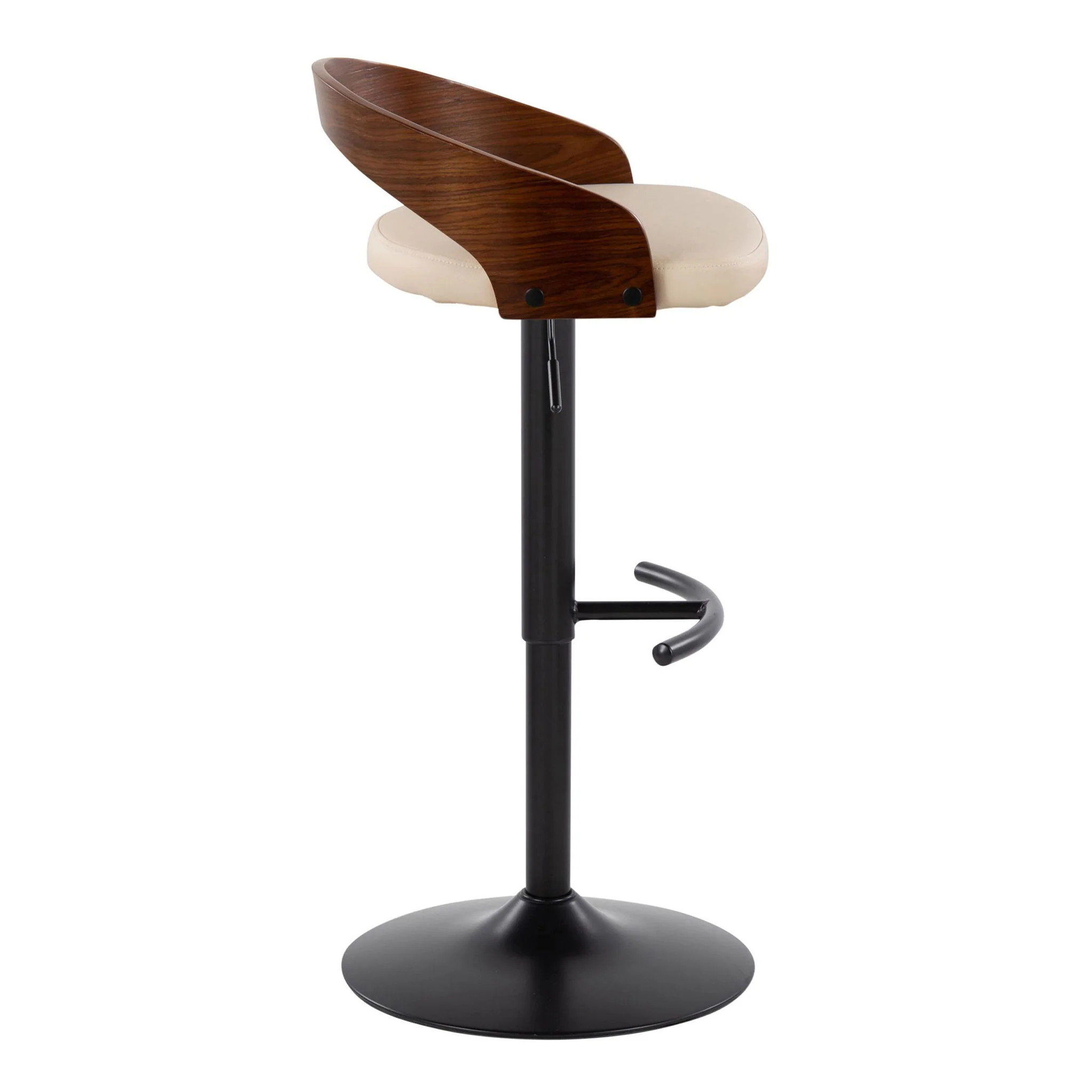 Grotto - Contemporary Adjustable Barstool With Swivel With Rounded T Footrest (Set of 2) - Image 6