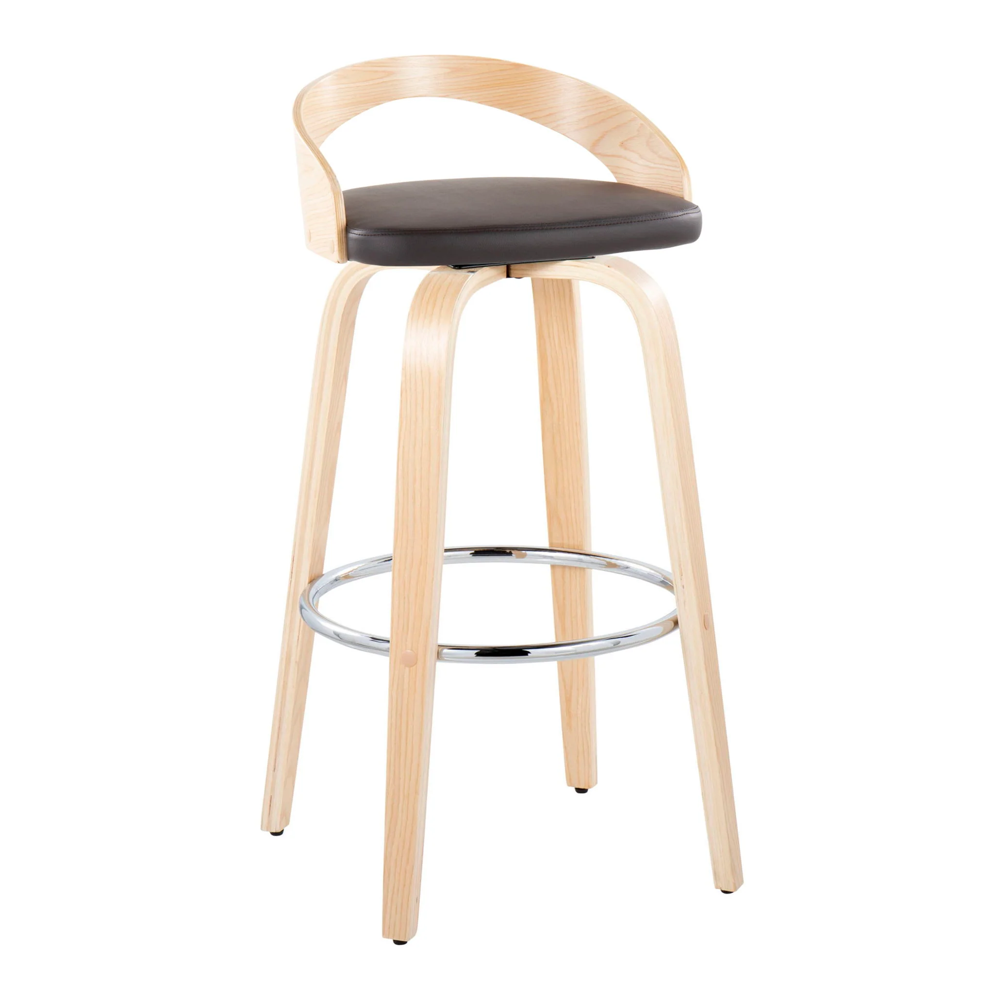 Grotto - Contemporary Fixed-Height Barstool With Swivel With Round Footrest (Set of 2) - Image 4