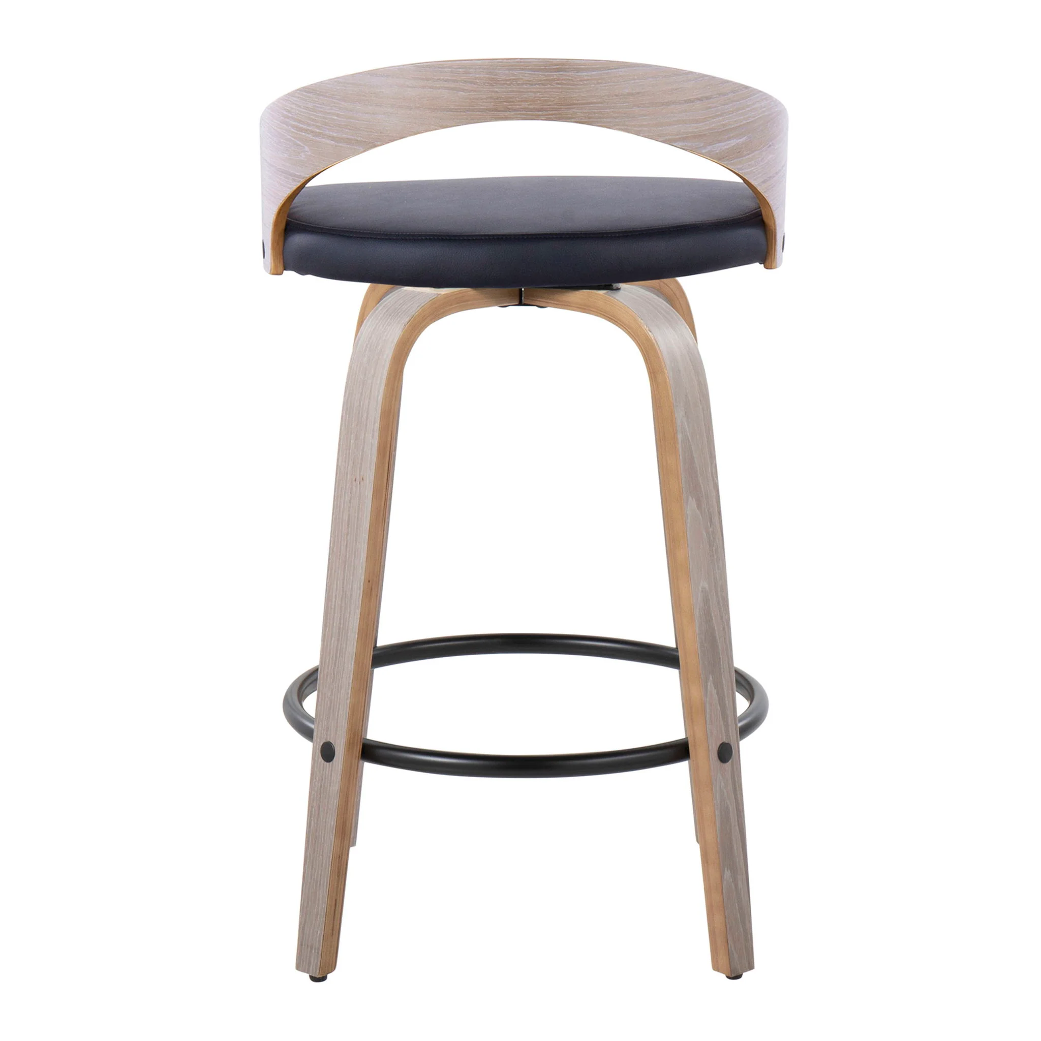 Grotto - Mid Century Modern Fixed Height Counter Stool With Swivel With Round Footrest (Set of 2) - Image 4