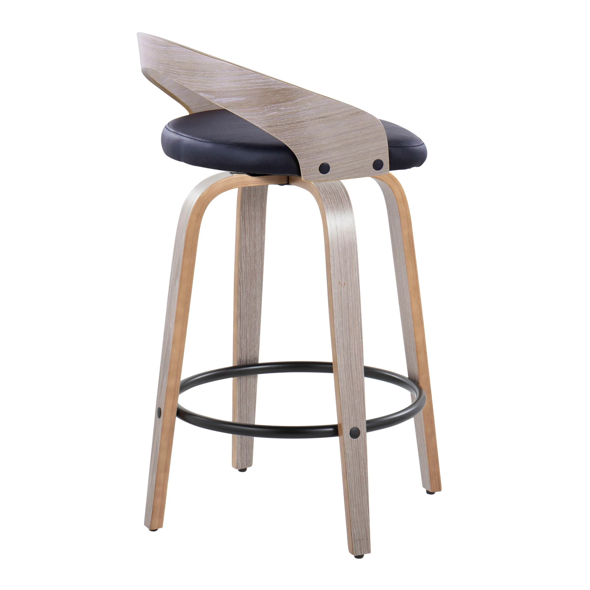 Grotto - Mid Century Modern Fixed Height Counter Stool With Swivel With Round Footrest (Set of 2) - Image 8