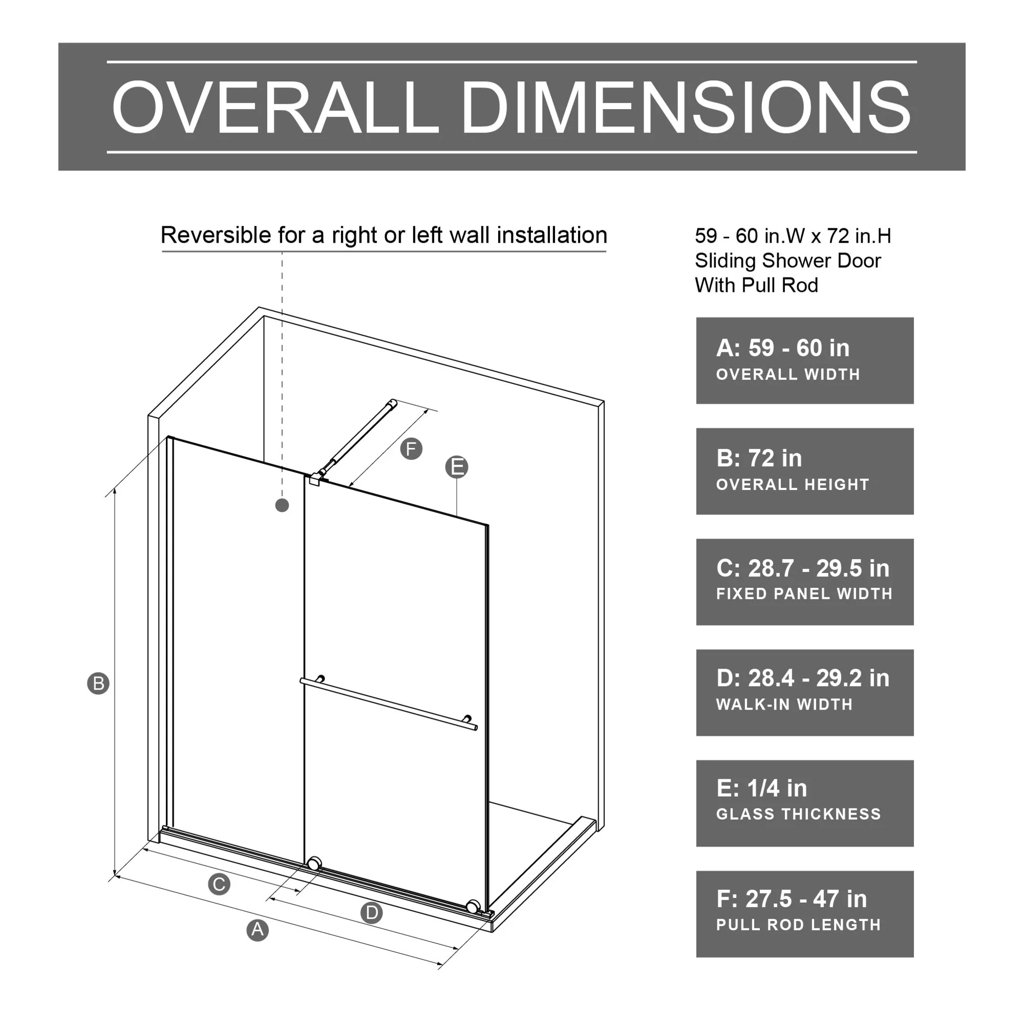 Guyou Glass Shower Door, Sliding Door Dual Usage - Chrome - Image 4