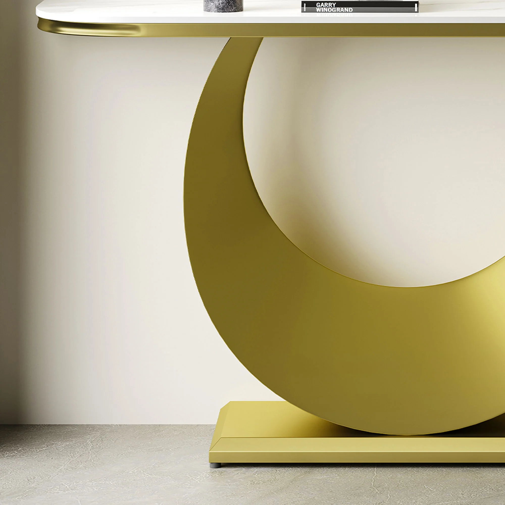 Half Console Table For Hallway - Gold / White - Image 3