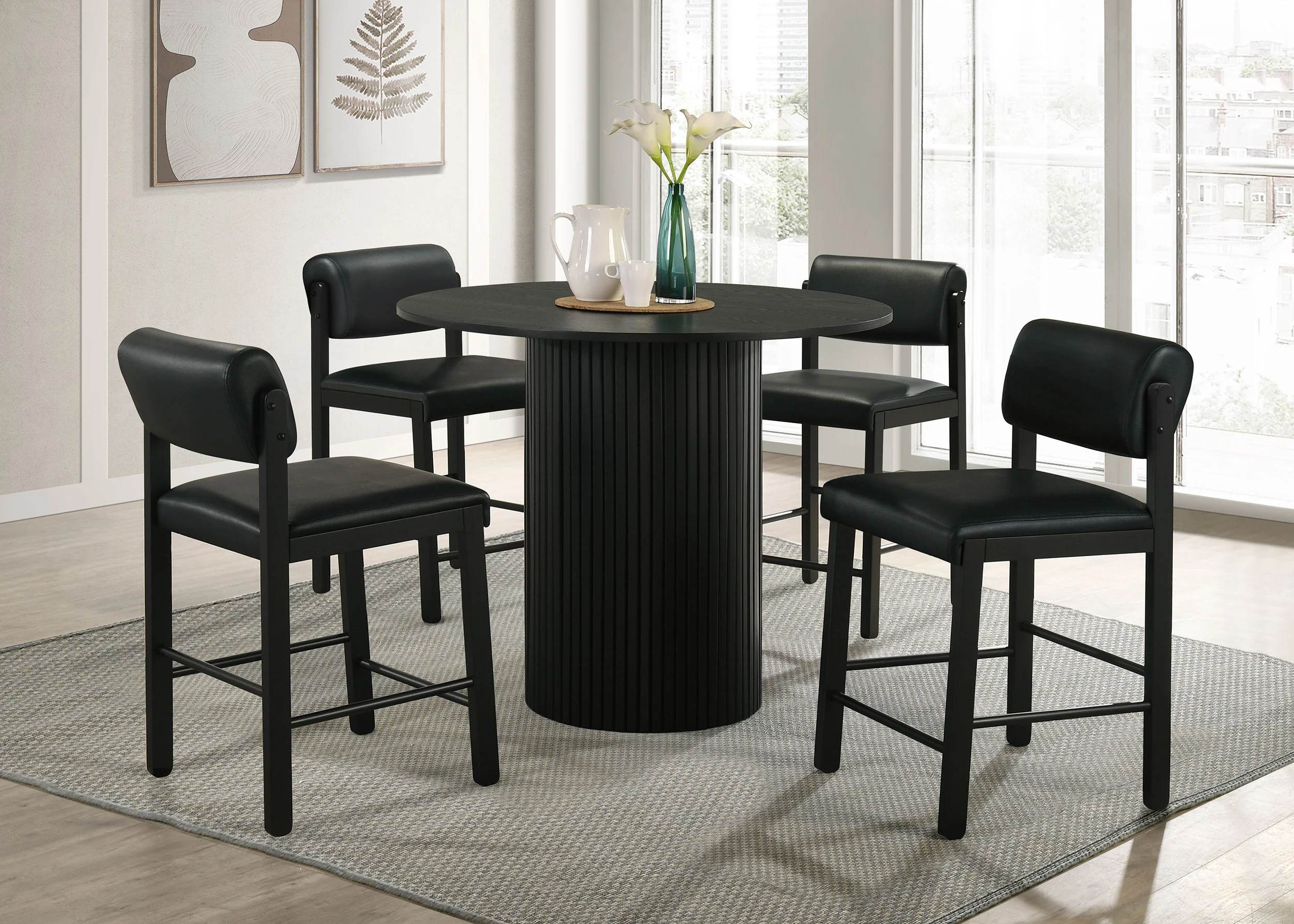 Hamlyn 43-Inch Round Counter Height Dining Table, Black - Image 7