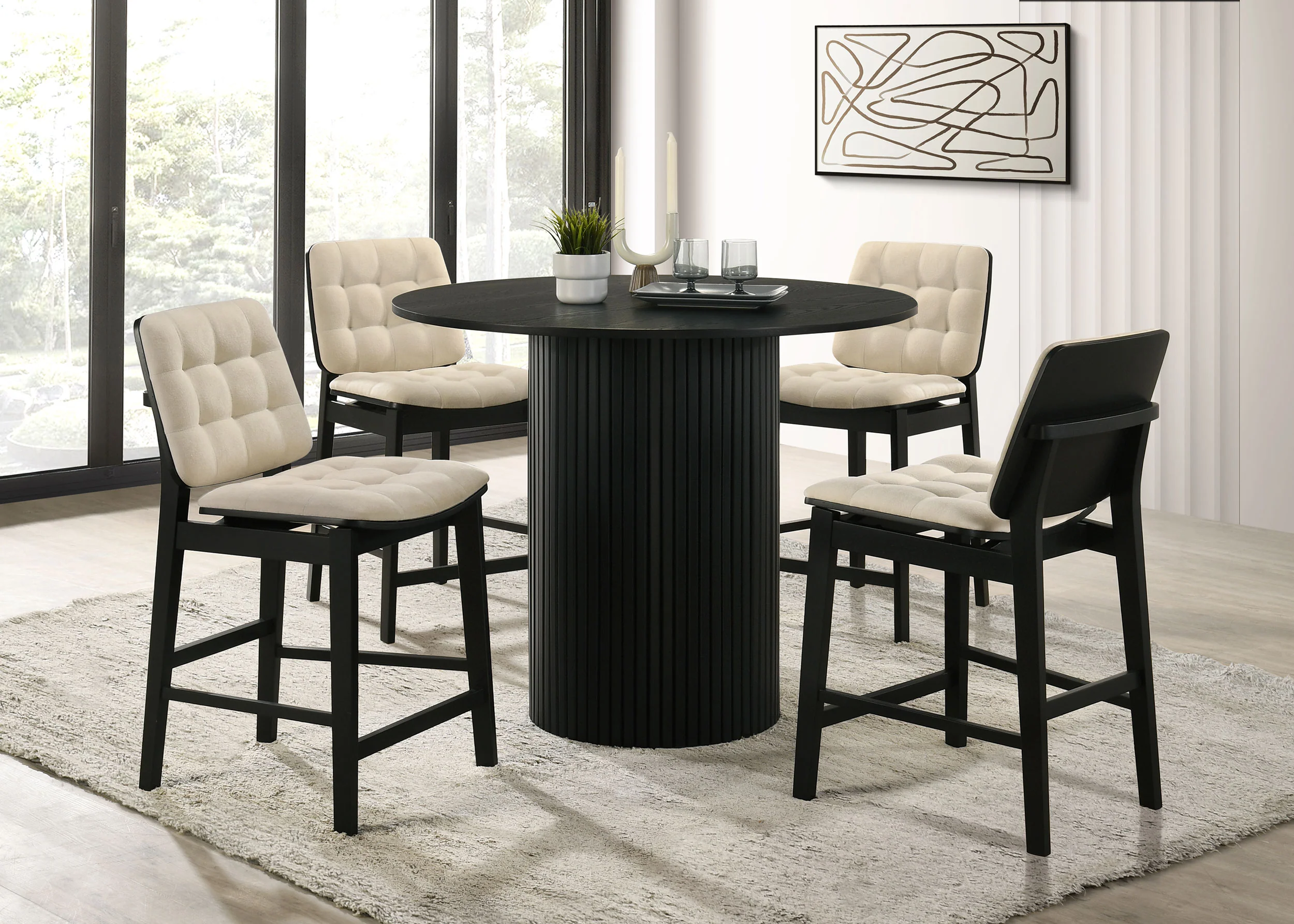 Hamlyn 43-Inch Round Counter Height Dining Table Black - Image 6