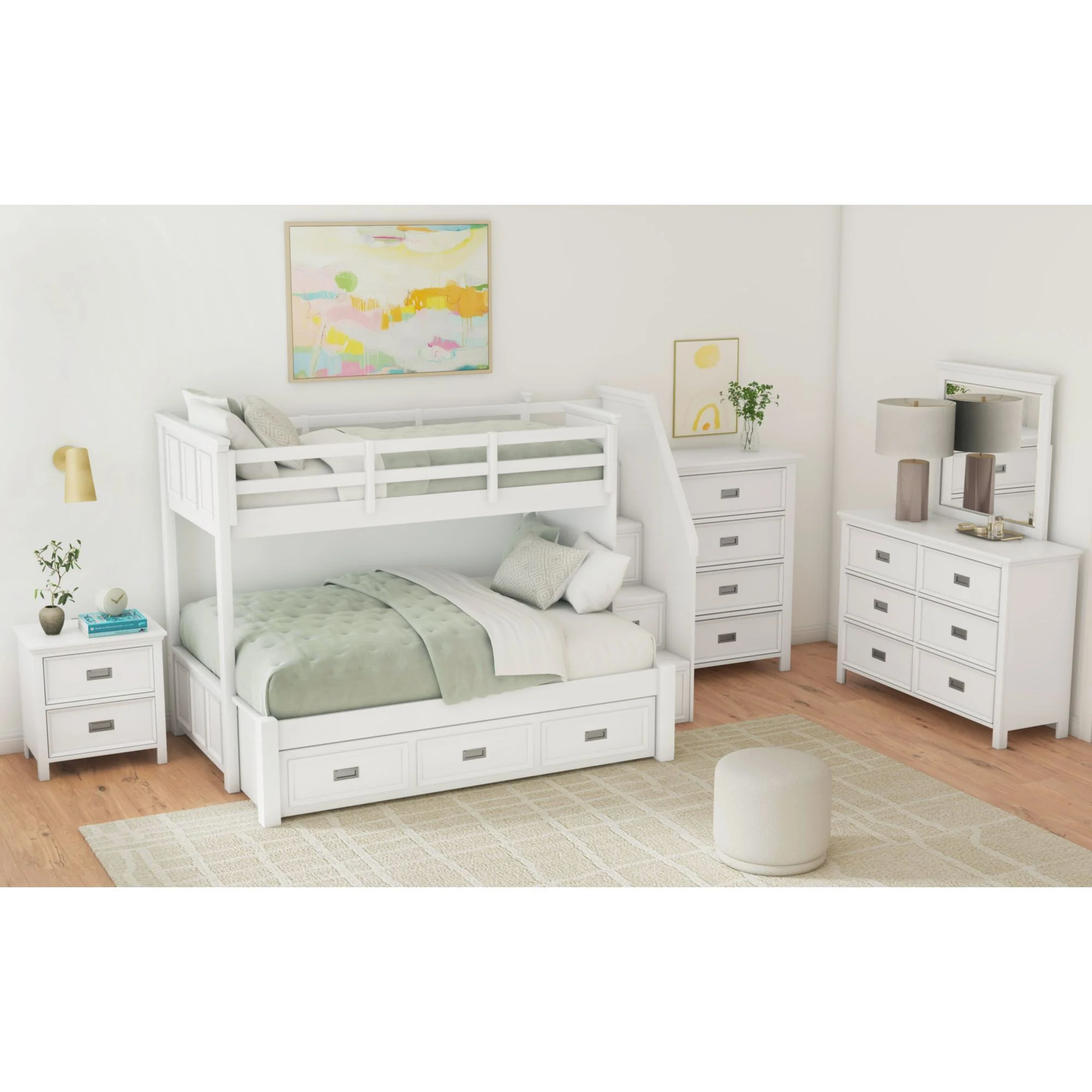 Hampton Kids - Bunk With Staircase And Trundle Bedroom Set - Image 9