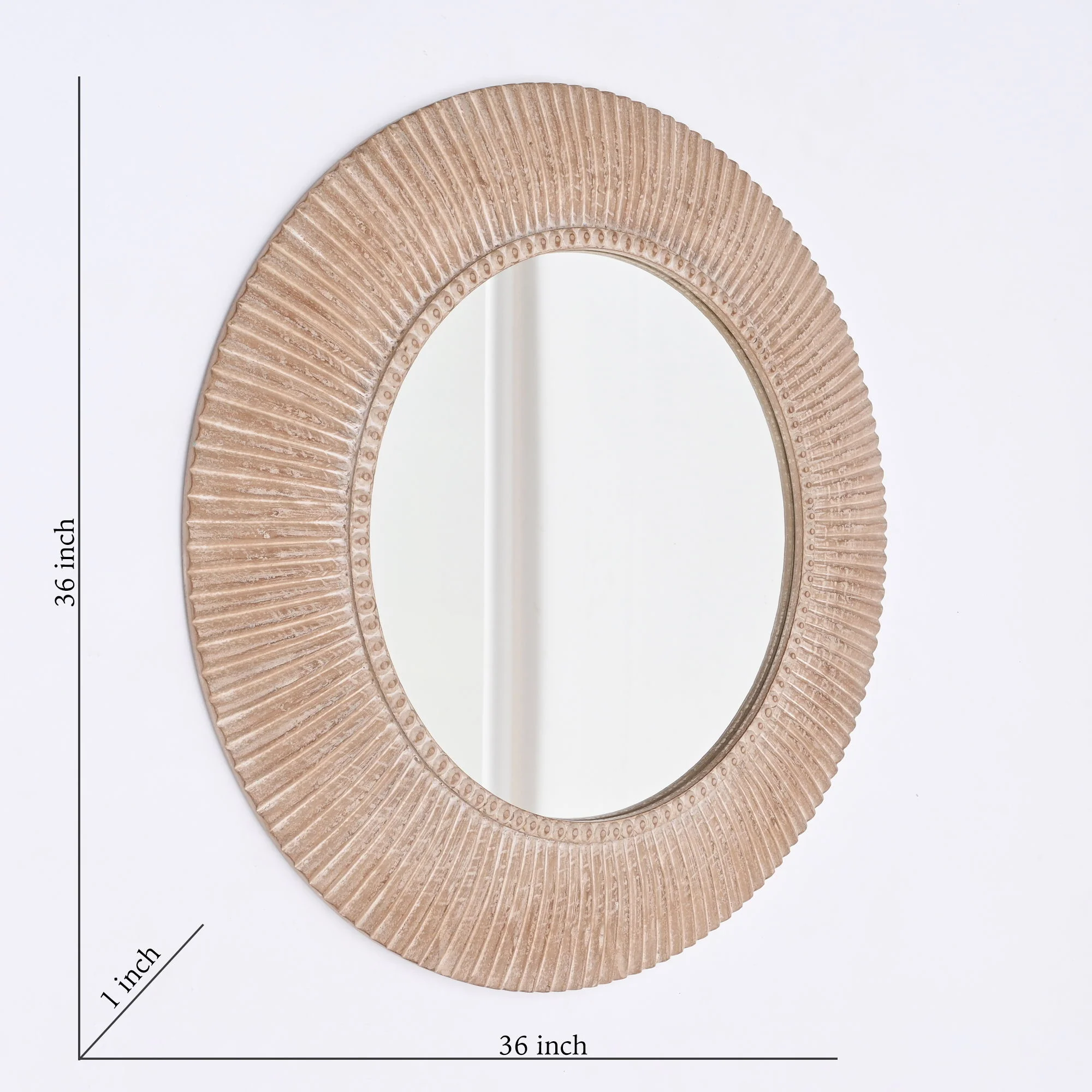 Handcarved Decorative Hanging Wall Mirror - Antique Brown / White - Image 4