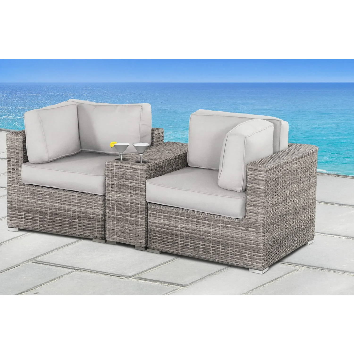 Handcrafted Outdoor Loveseat With Wicker Seating - Image 16