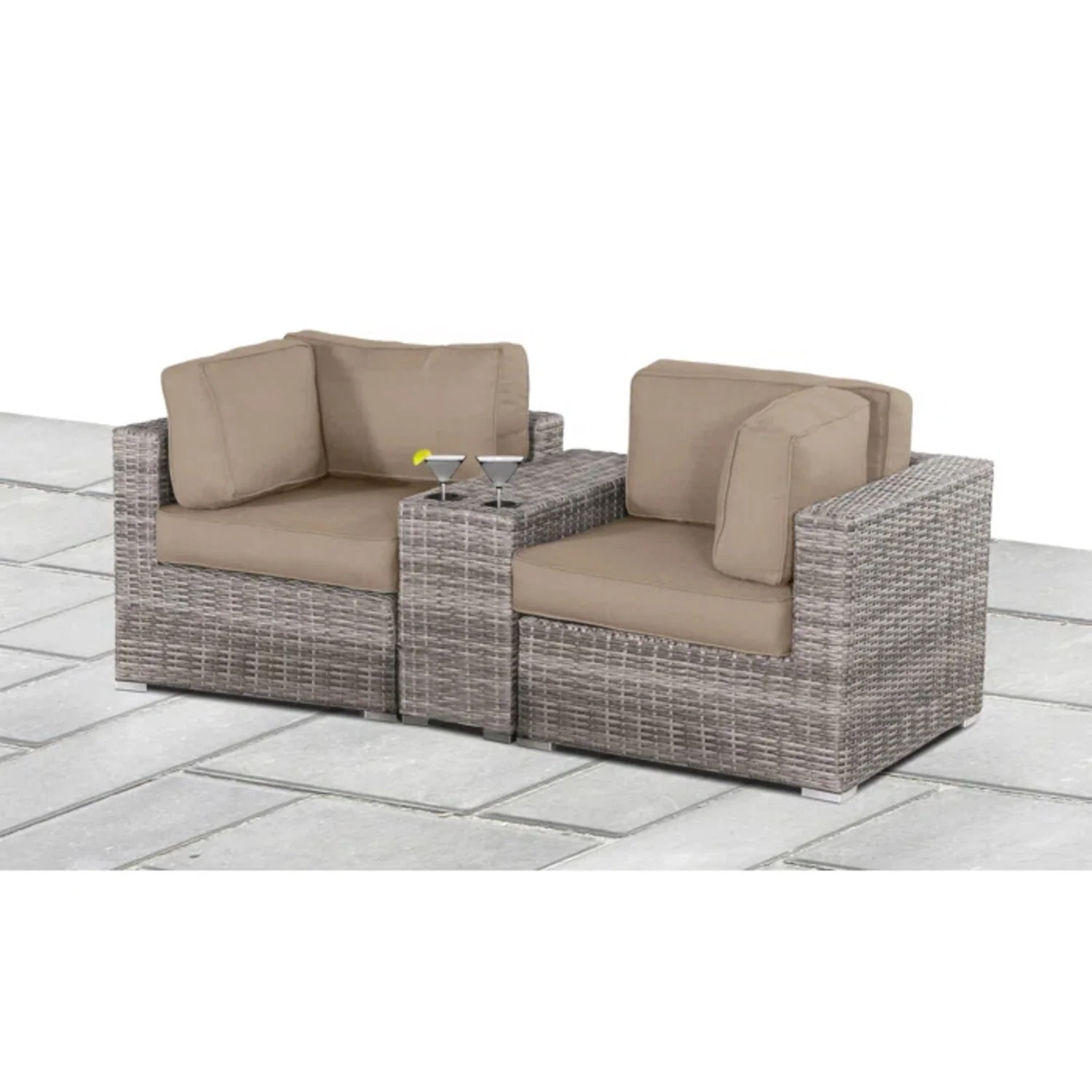 Handcrafted Outdoor Loveseat With Wicker Seating - Image 3