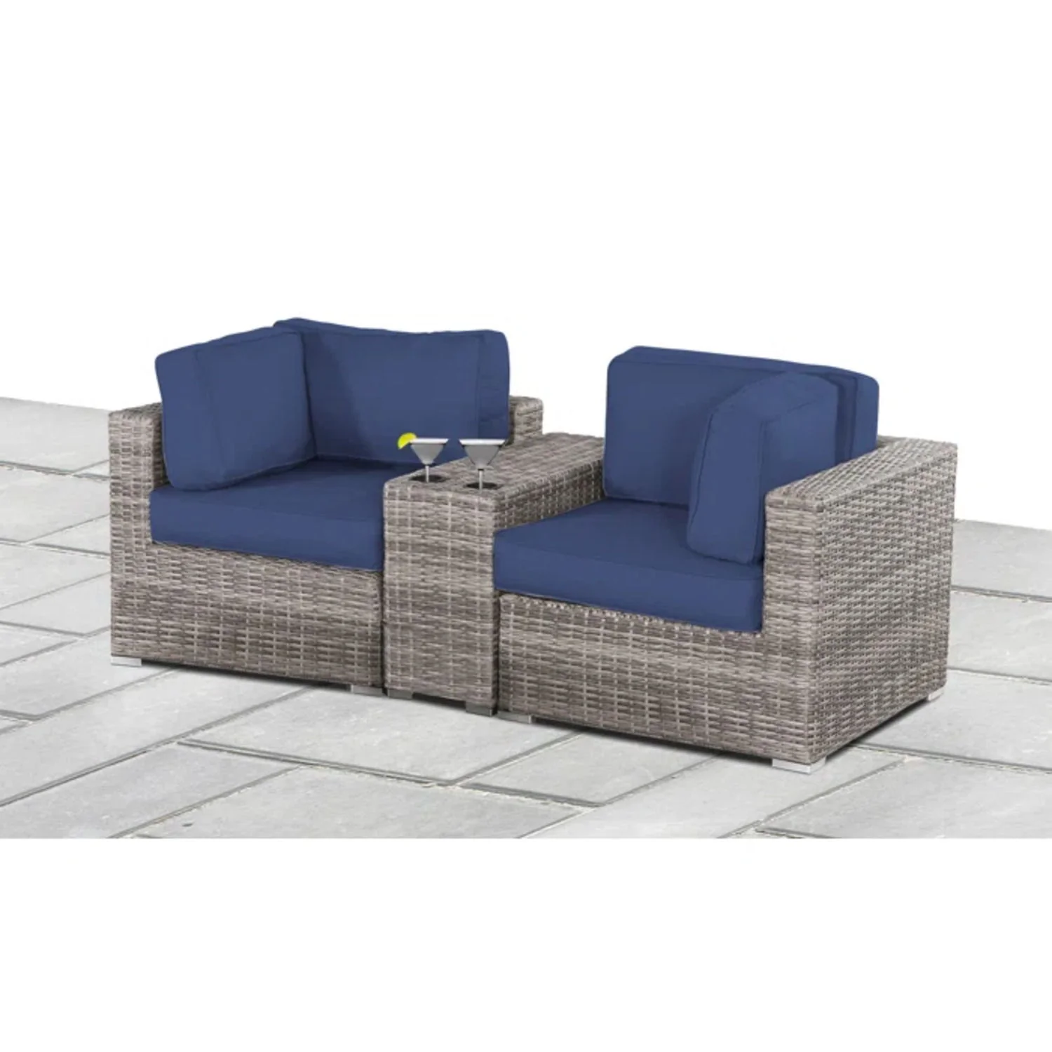 Handcrafted Outdoor Loveseat With Wicker Seating - Image 4