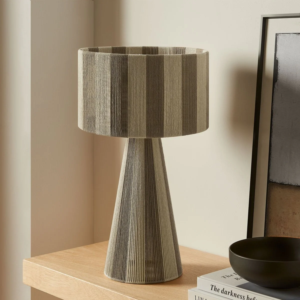 Handwoven Cotton Thread Striped Table Lamp — Handcrafted Decorative Accent Lighting - Image 22
