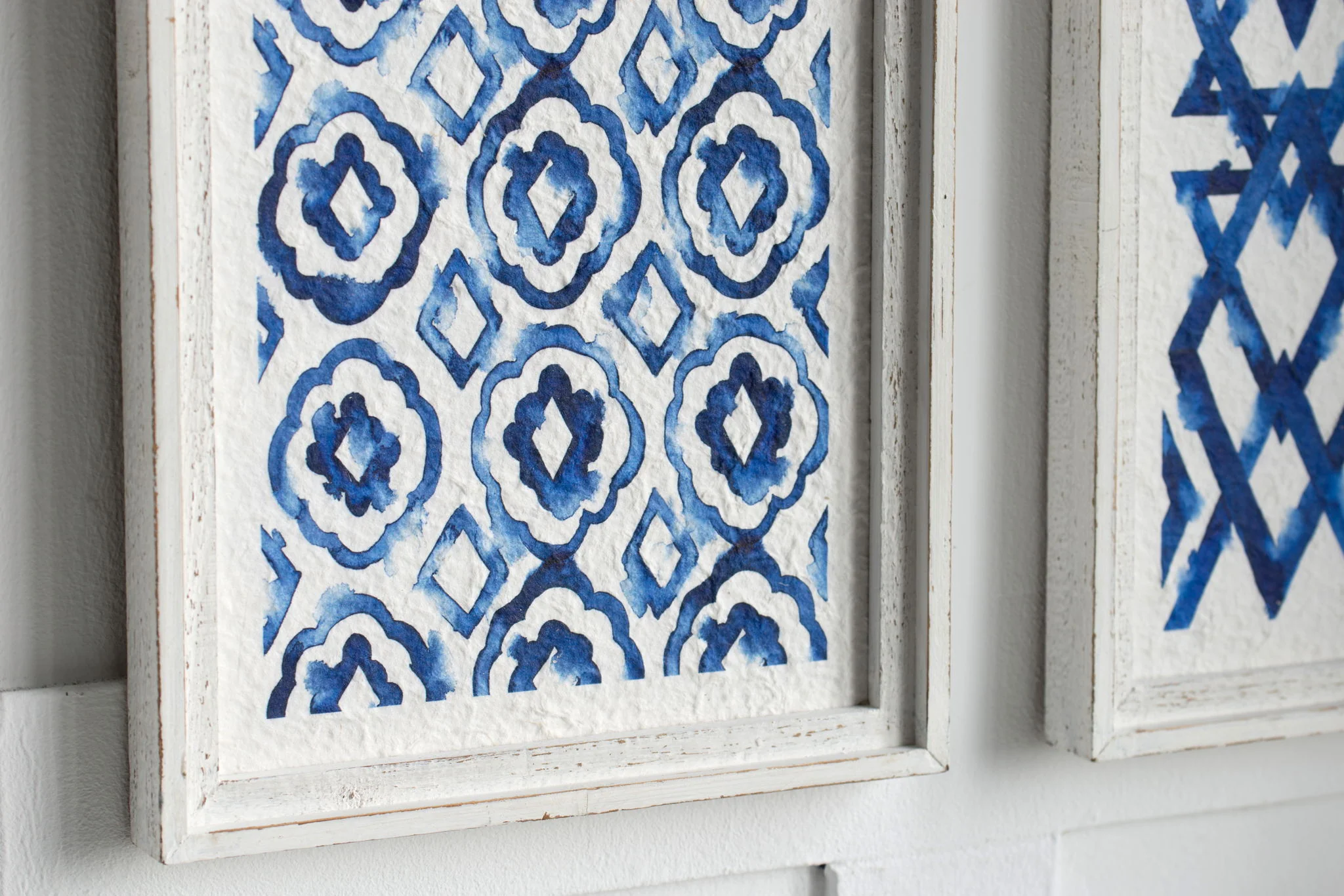 Hanging Sculptures, Modern Wall Art Decor (Set of 2) - White / Blue - Image 9