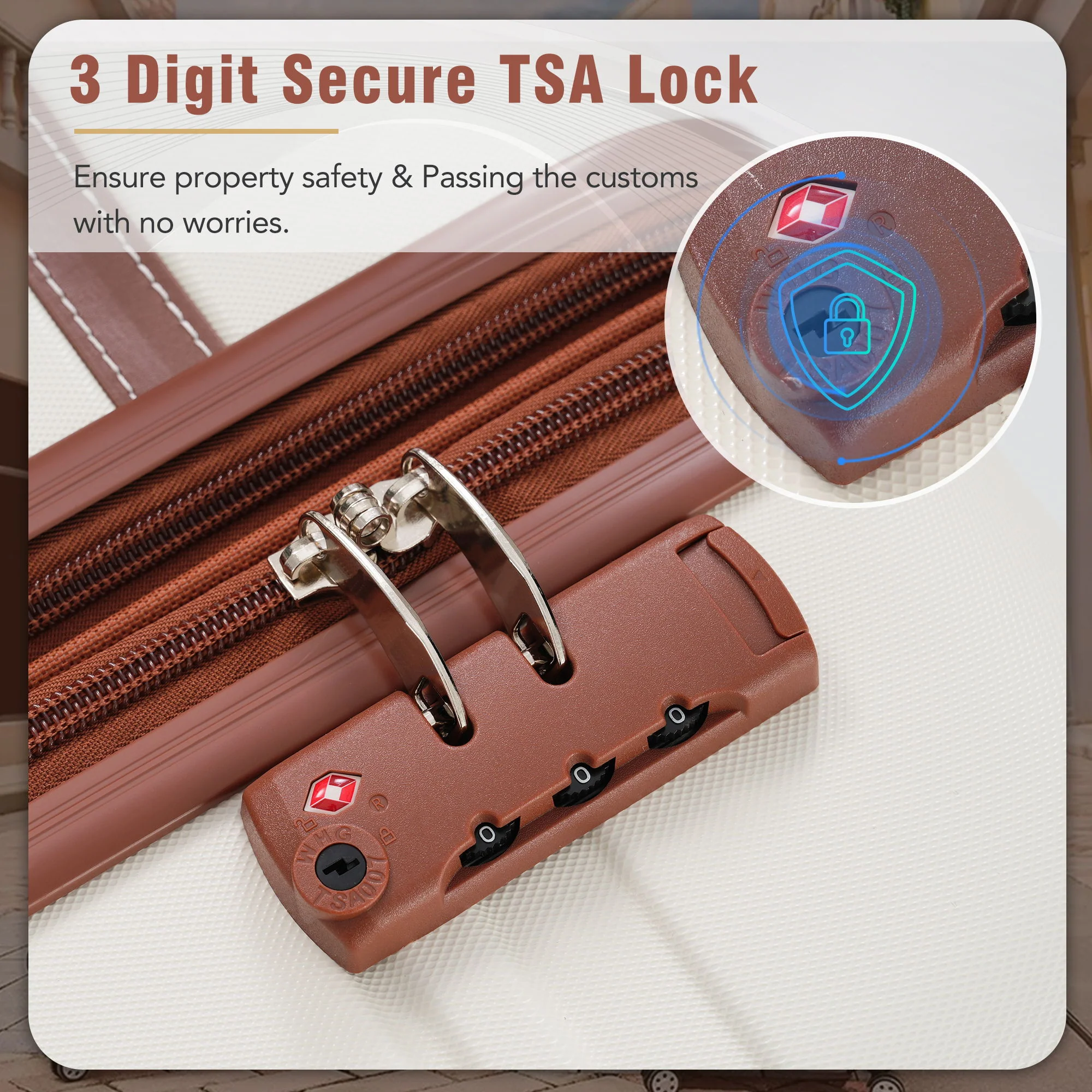 Hardshell Luggage Sets 3 Pieces 20" / 28" Luggages And Cosmetic Case Spinner Suitcase With Tsa Lock Lightweight - Image 10