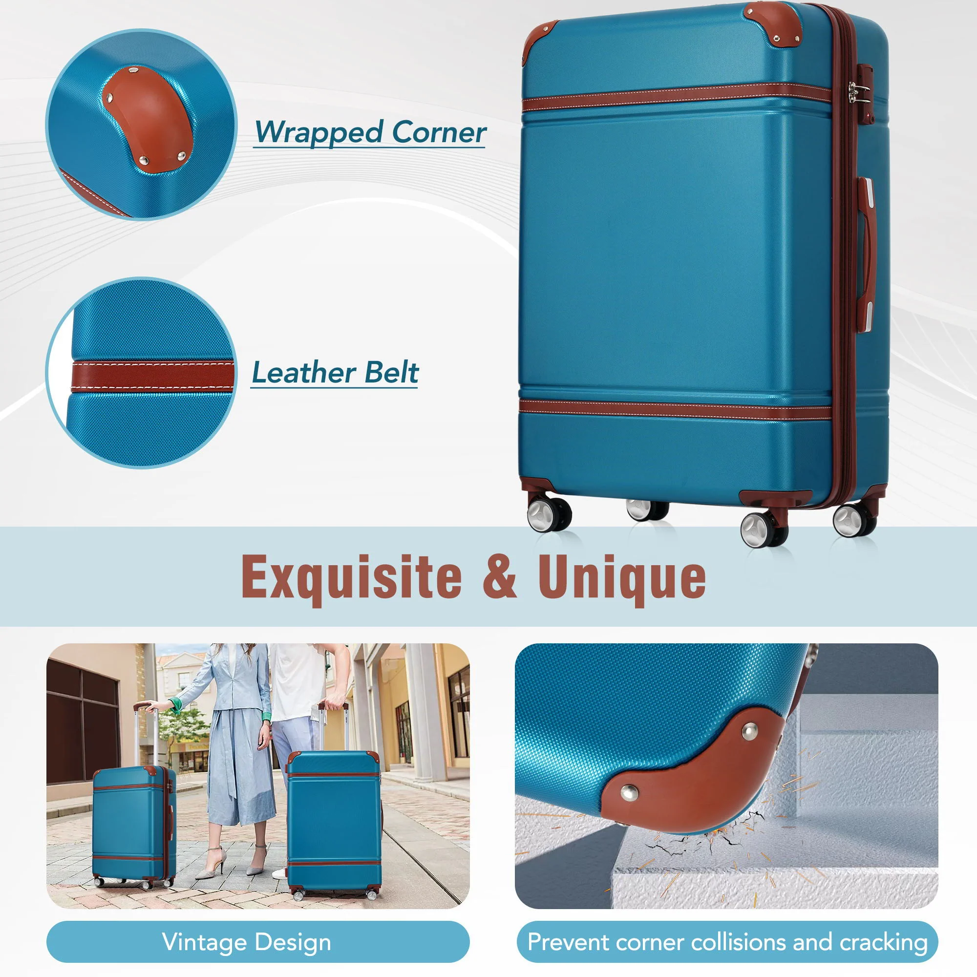 Hardshell Luggage Sets 3 Pieces 20" / 28" Luggages And Cosmetic Case Spinner Suitcase With Tsa Lock Lightweight - Image 14