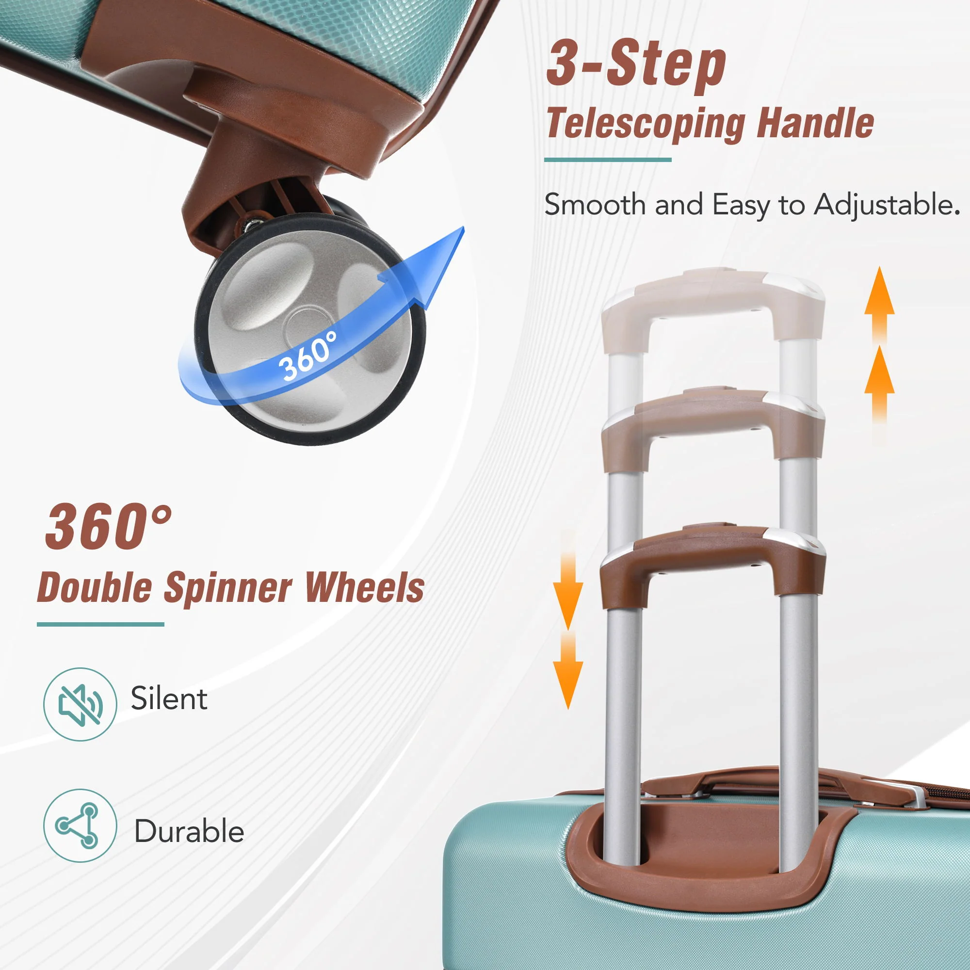 Hardshell Luggage Sets 3 Pieces 20" / 28" Luggages And Cosmetic Case Spinner Suitcase With Tsa Lock Lightweight - Image 7