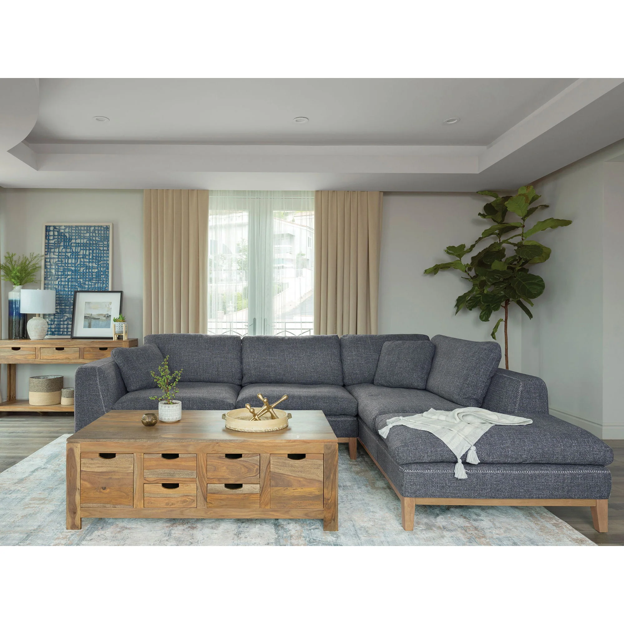 Harlan - L-Shape Upholstered Sectional With Pillows - Gray - Image 9