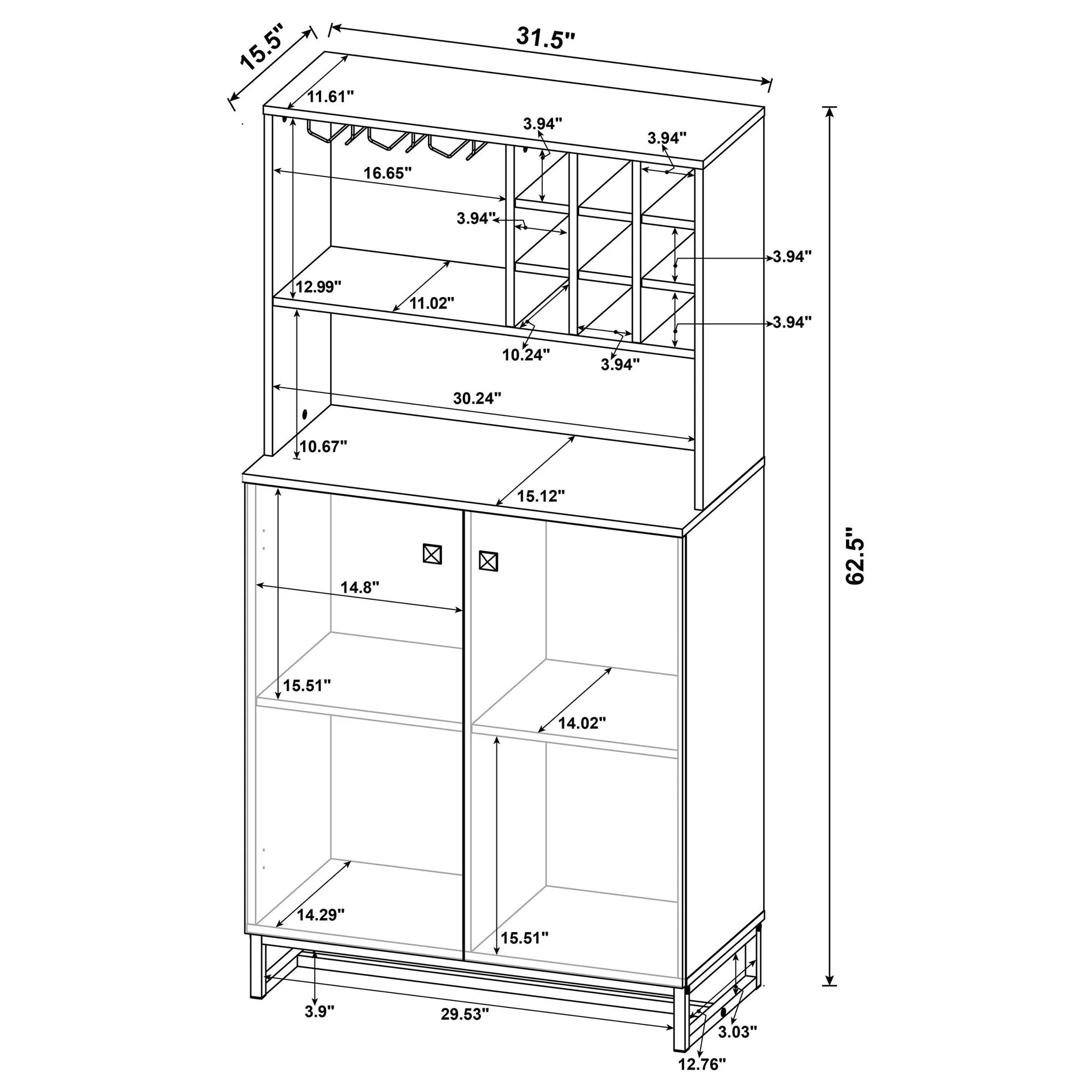 Harlie - 2 Door Wine Cabinet - Oak - Image 2