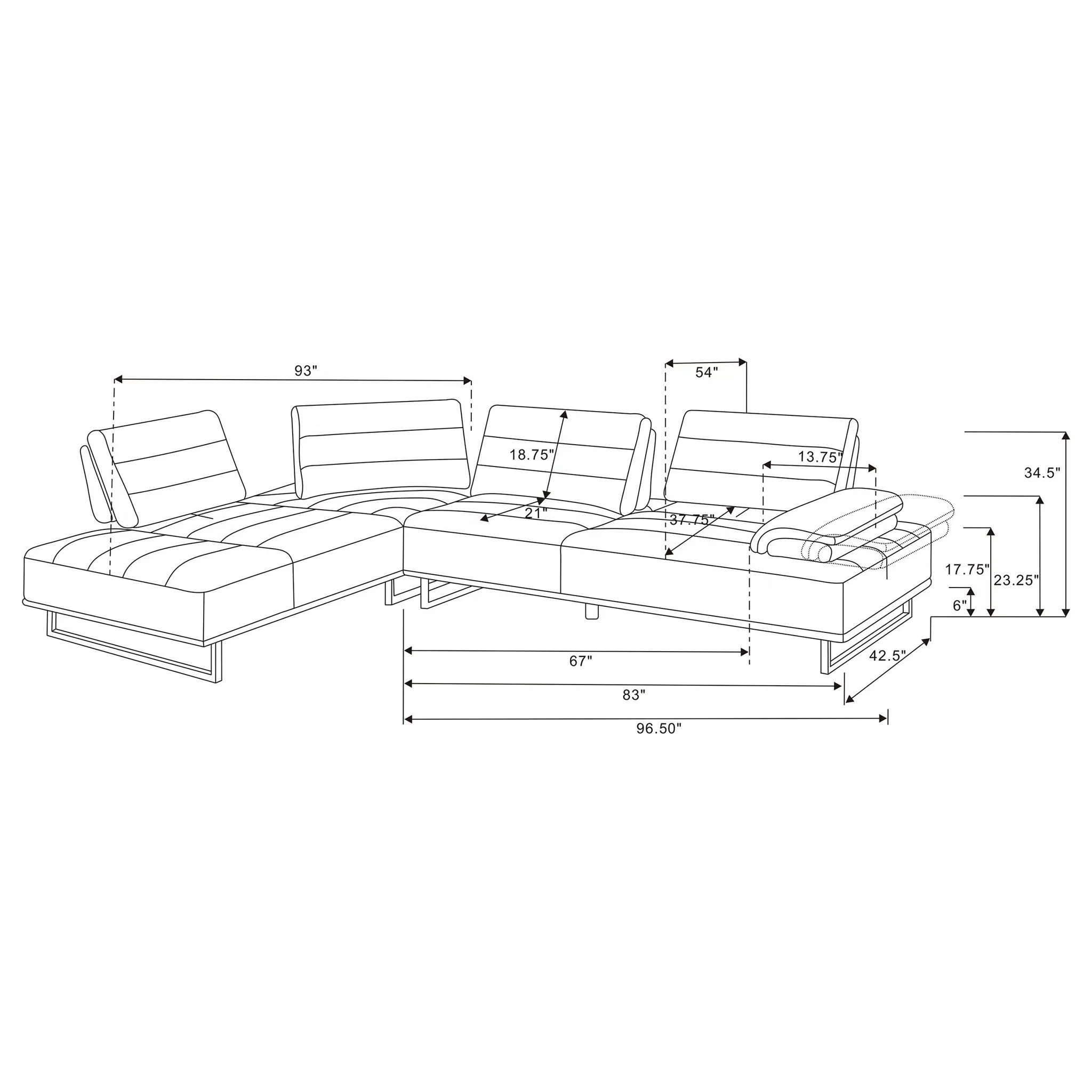 Harnal - L-Shape Sectional Adjustable Back Comfort Focused Sofa - Taupe - Image 9