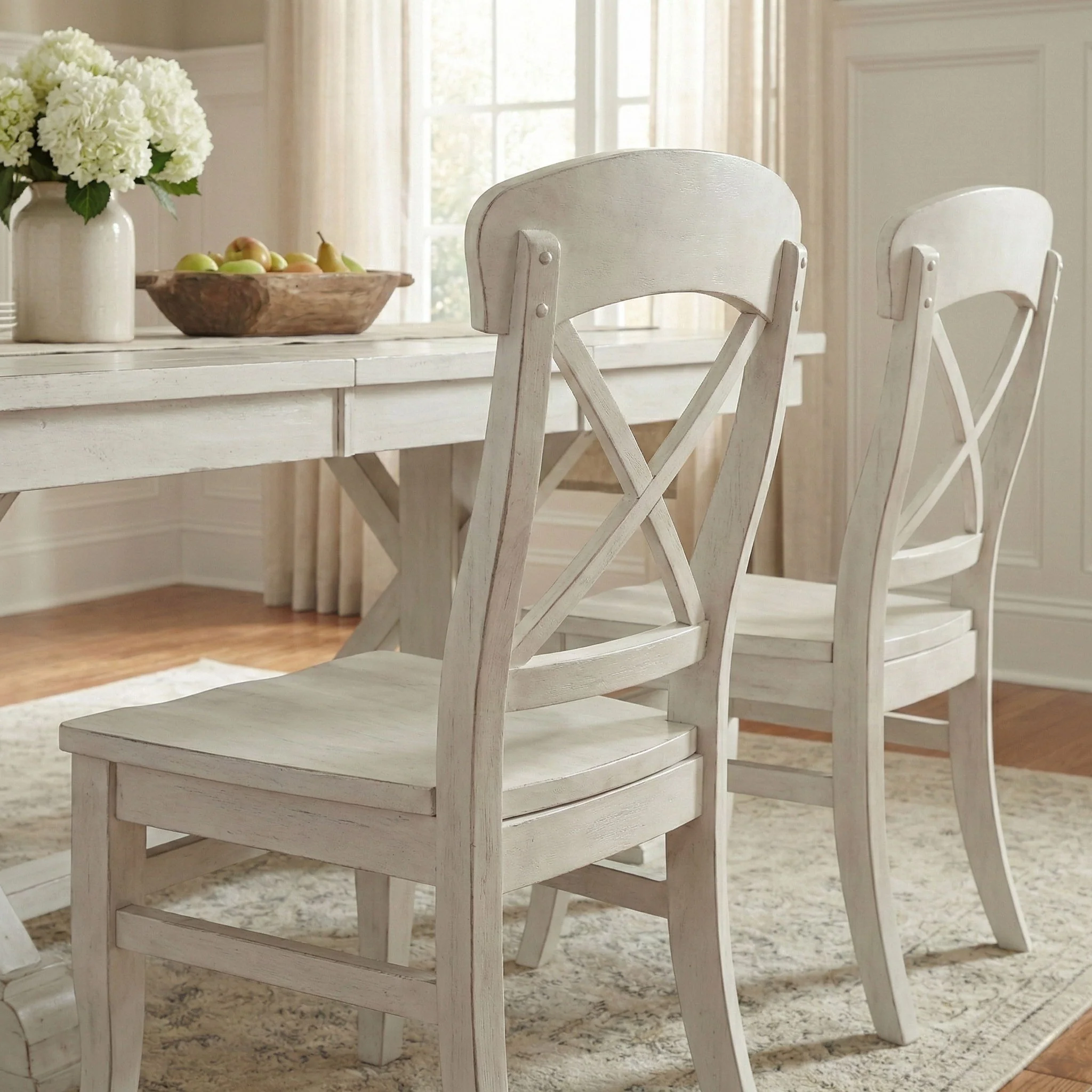 Harola - Cross-Back Dining Side Chairs In (Set of 2) - Smoky White - Image 4