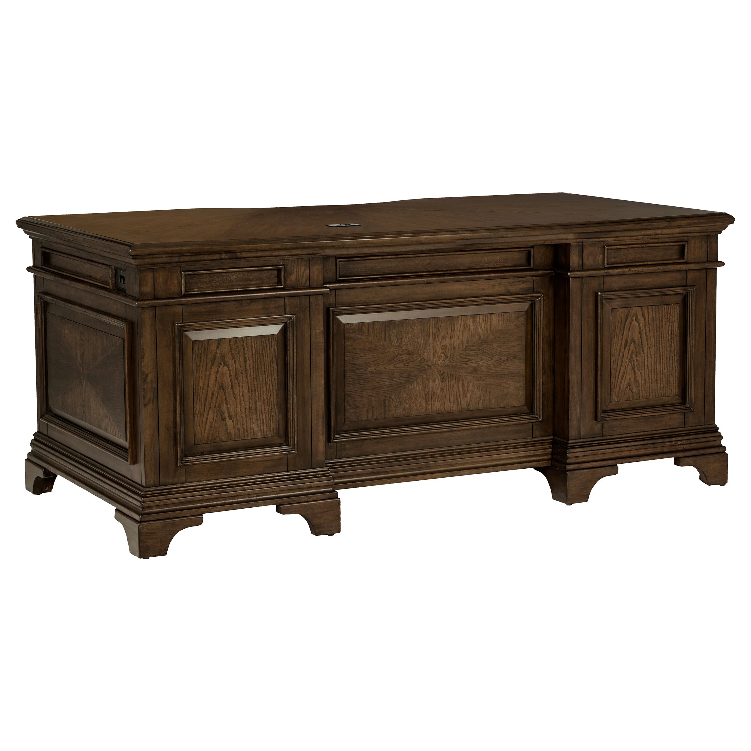Hartshill 72-Inch 7-Drawer Executive Desk Burnished Oak - Image 7