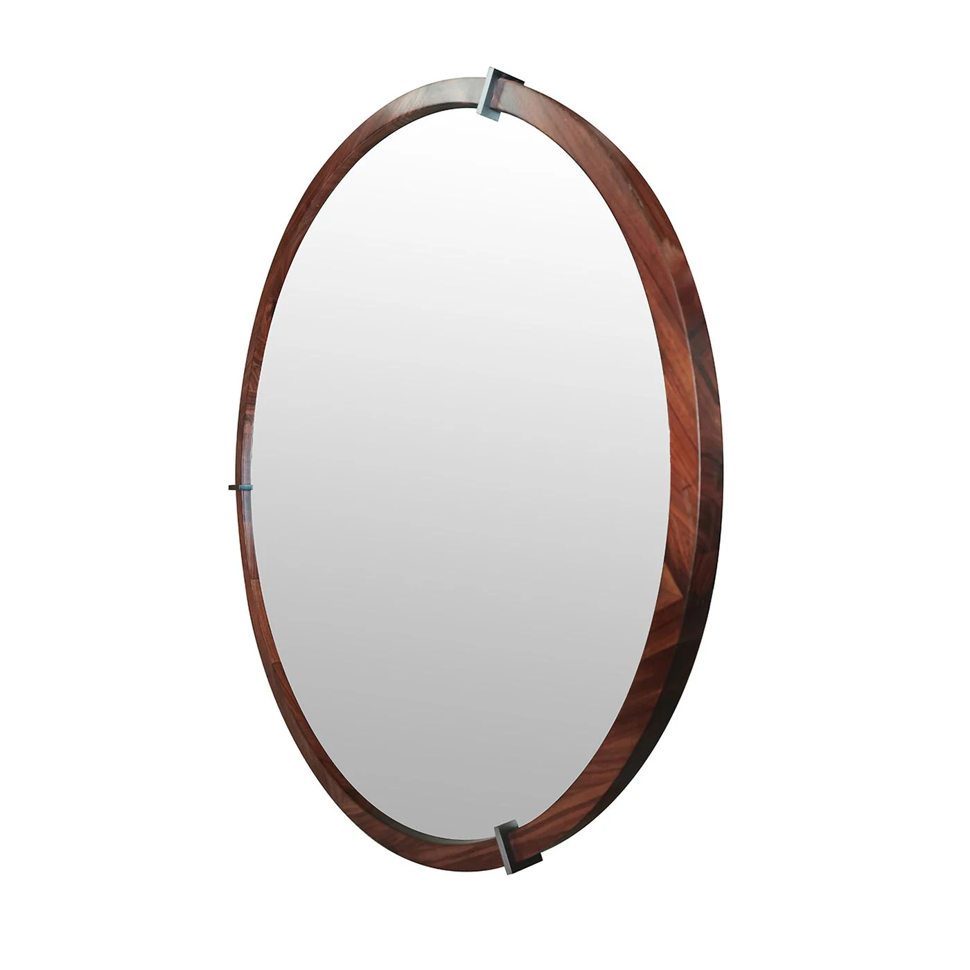 Hausen - Mid-Century Modern Round Accent Wall Mirror - Brown Walnut - Image 2