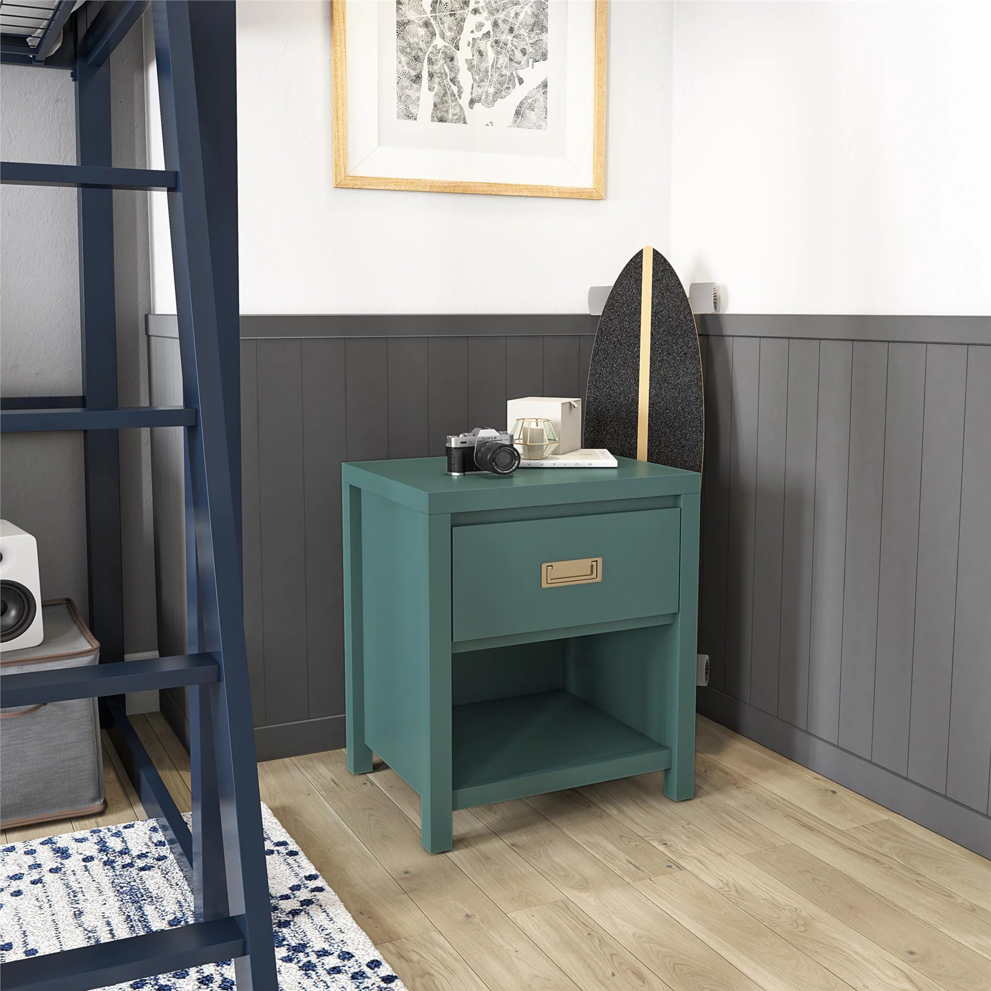 Haven - 1 Drawer Nightstand - Green - Image 5