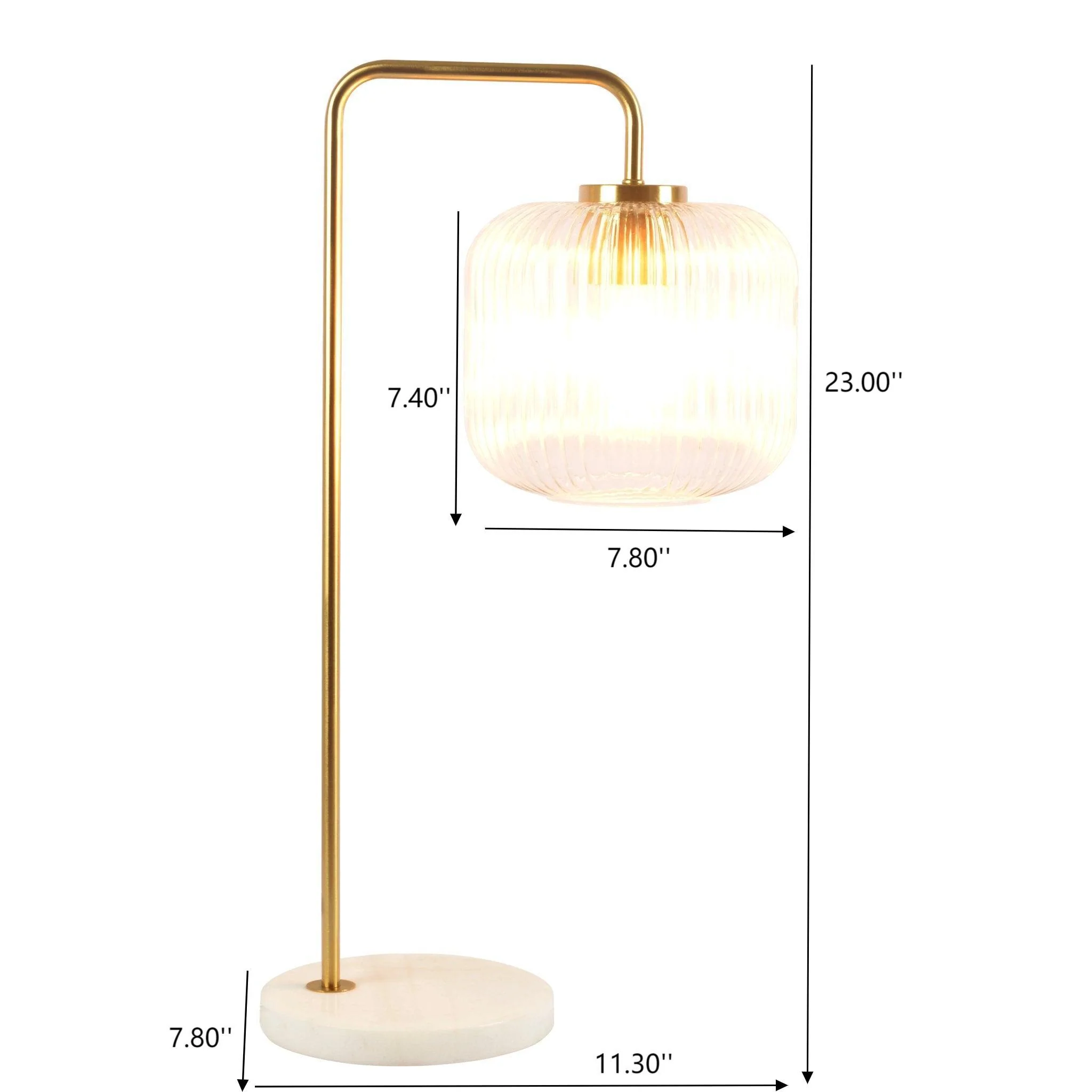 Haven - Clear Table Lamp, Button Control - Gold / White / White Marble - Image 8