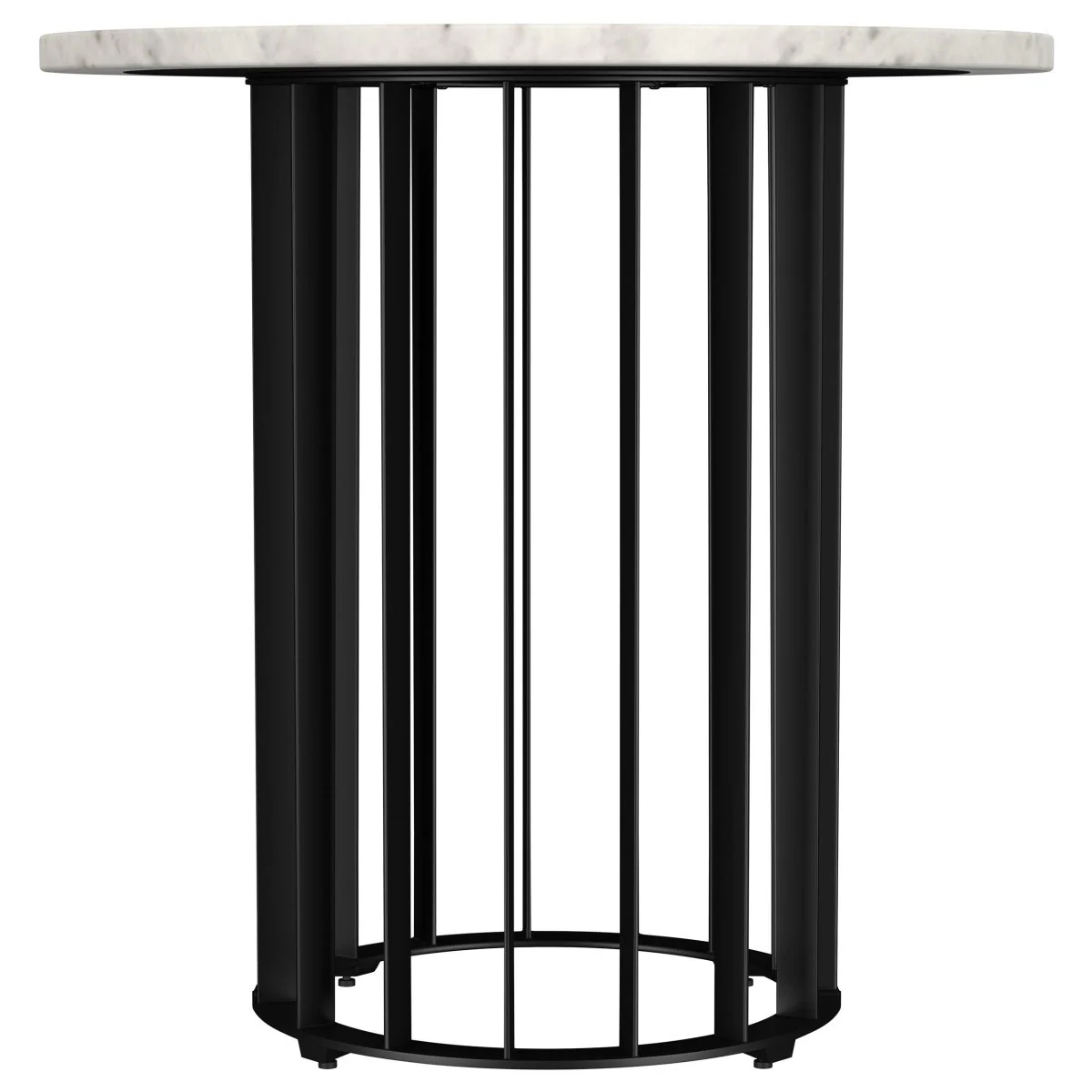 Haven Round White Marble Top End Table with Black Iron Base - Image 2