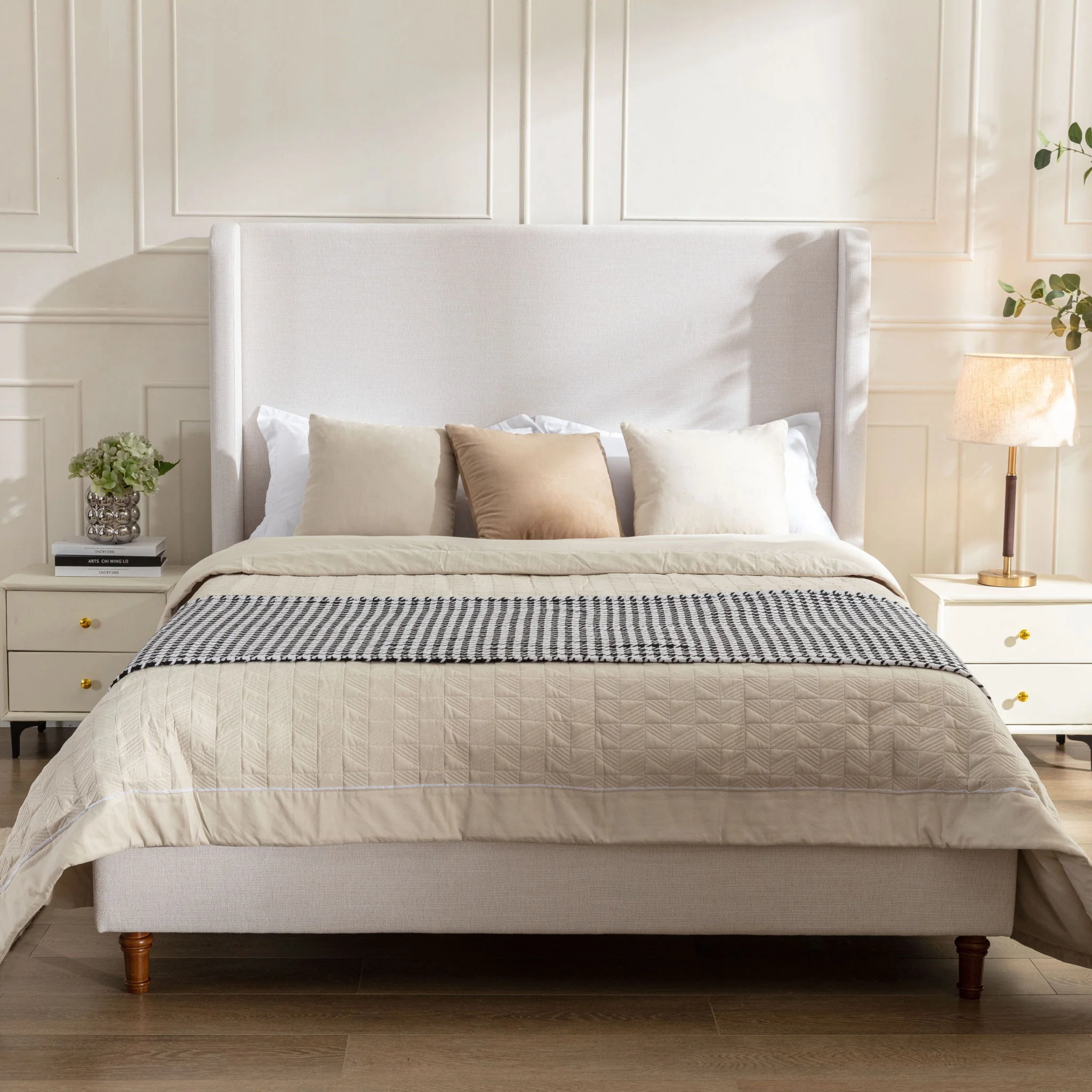 Hayden - Upholstered Wingback Bed With Tall Headboard - Image 4