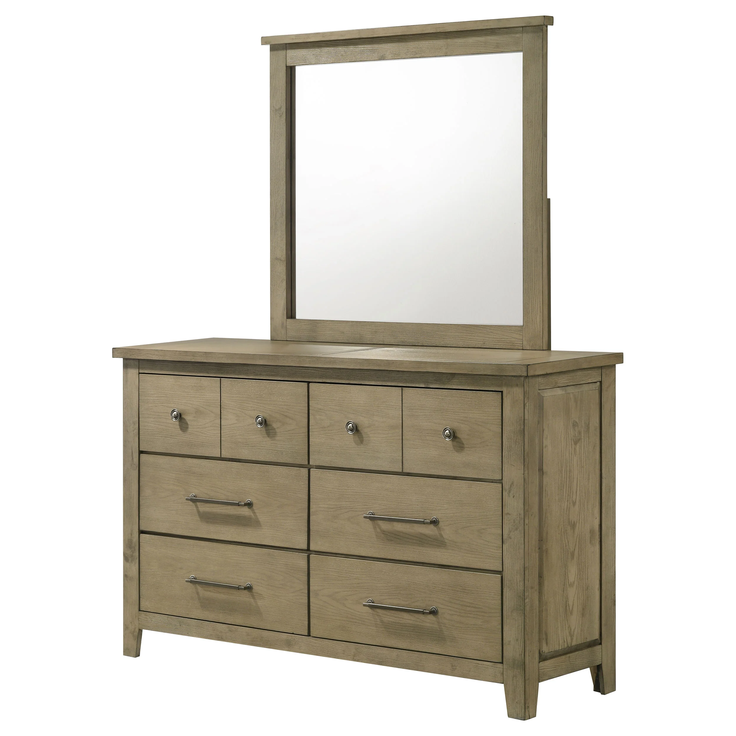 Hazlewood 6-Drawer Bedroom Dresser with Mirror - Vineyard Oak - Image 5