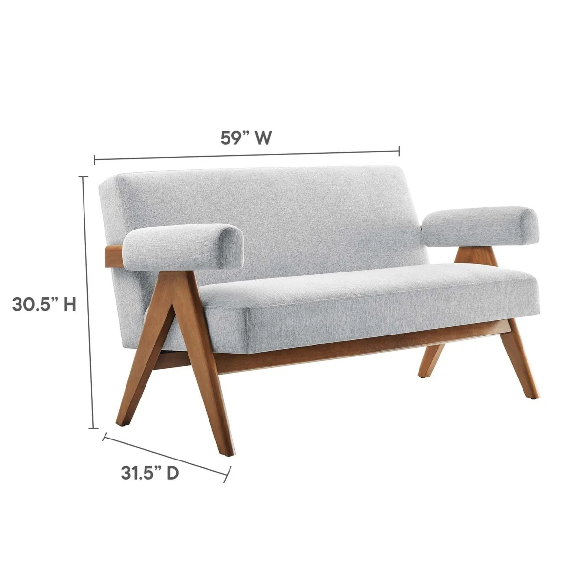 Heathered Fabric Upholstered Loveseat 59 Inch - Image 21