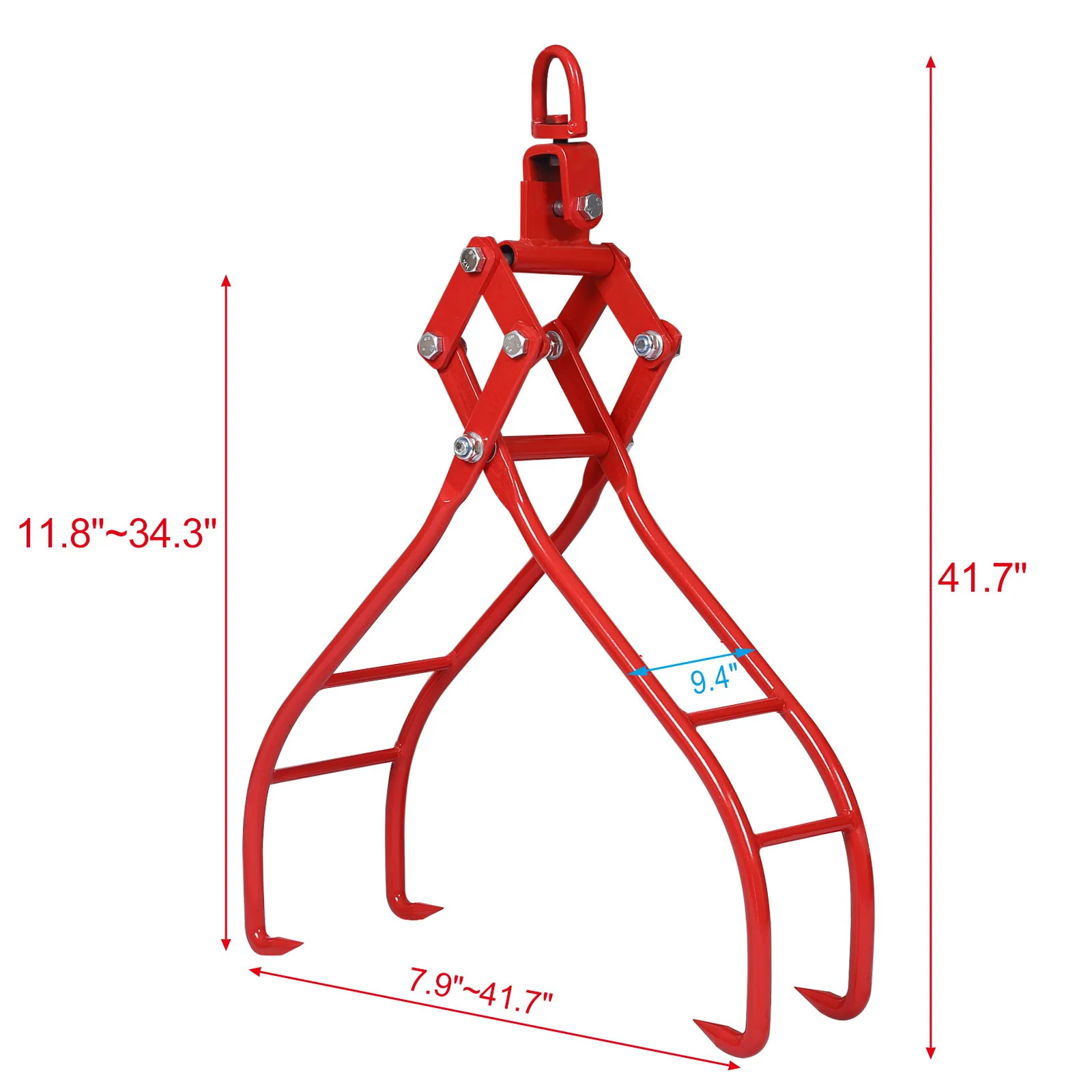 Heavy-Duty 4 Claw Timber Log Lifting Tongs Grabber - Red - Image 8