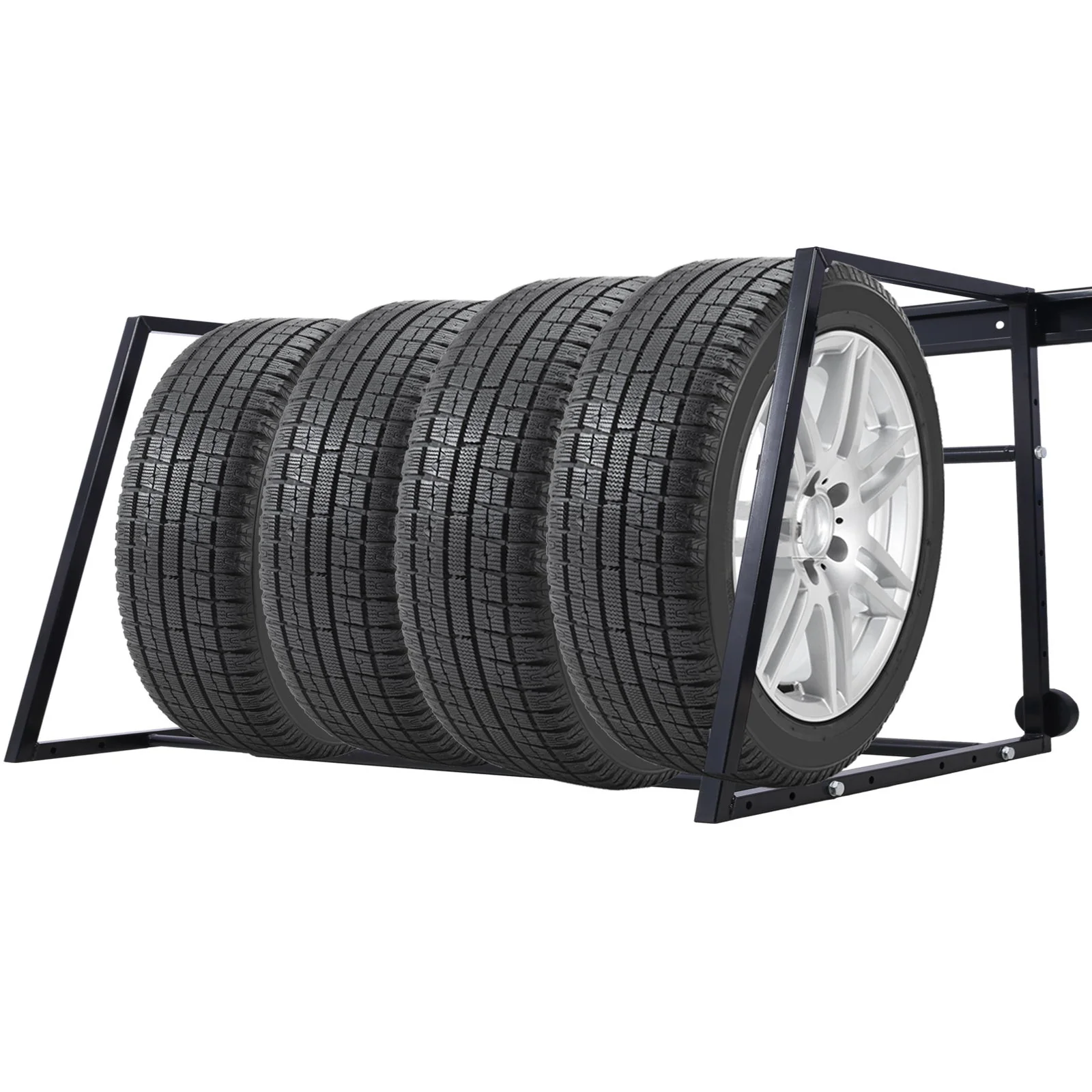 Heavy Duty Adjustable Garage Wall Multi-Tire Rack Storage - Black - Image 9