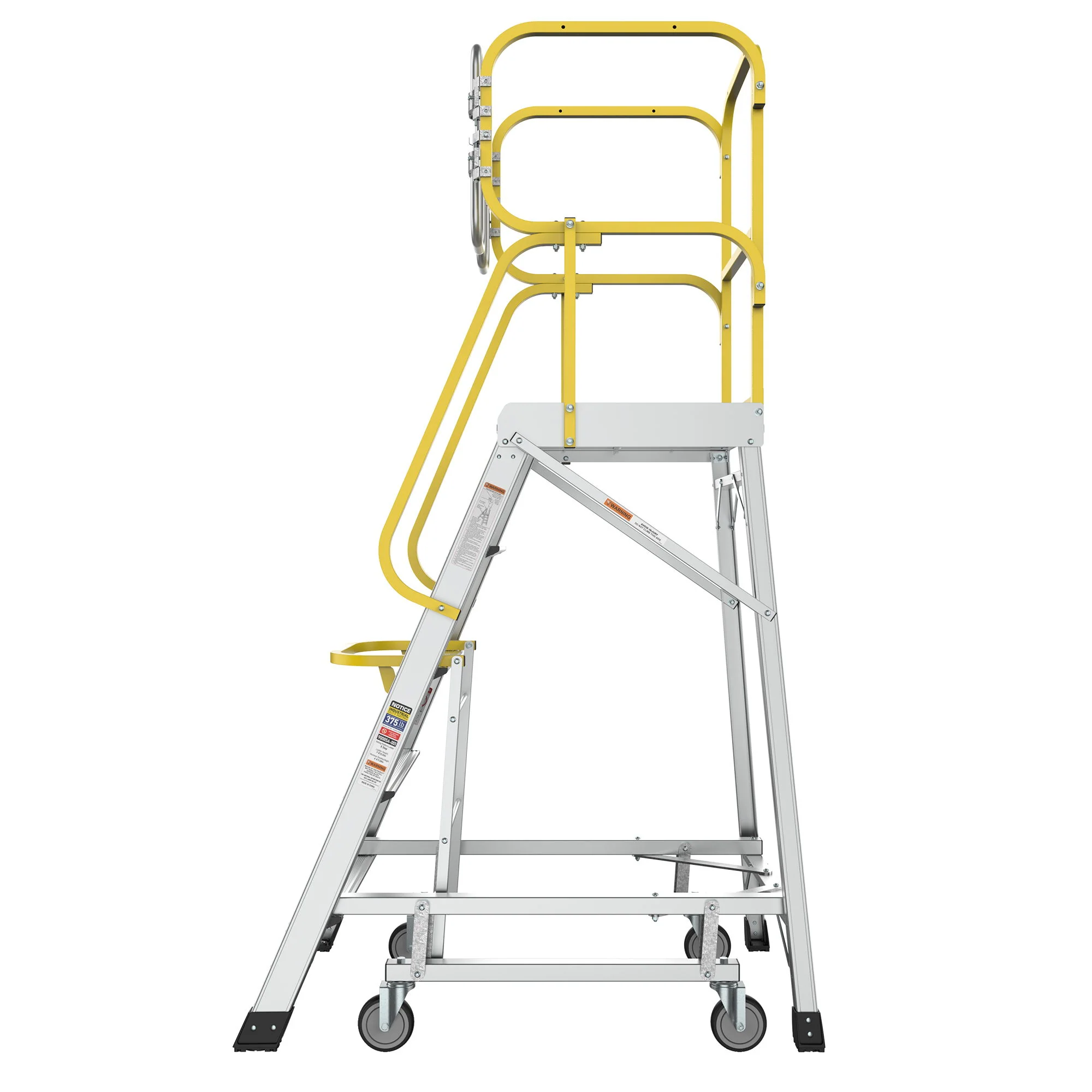 Heavy Duty Aluminum Rolling Platform Ladder With Steps, 375Lbs Capacity - Image 14