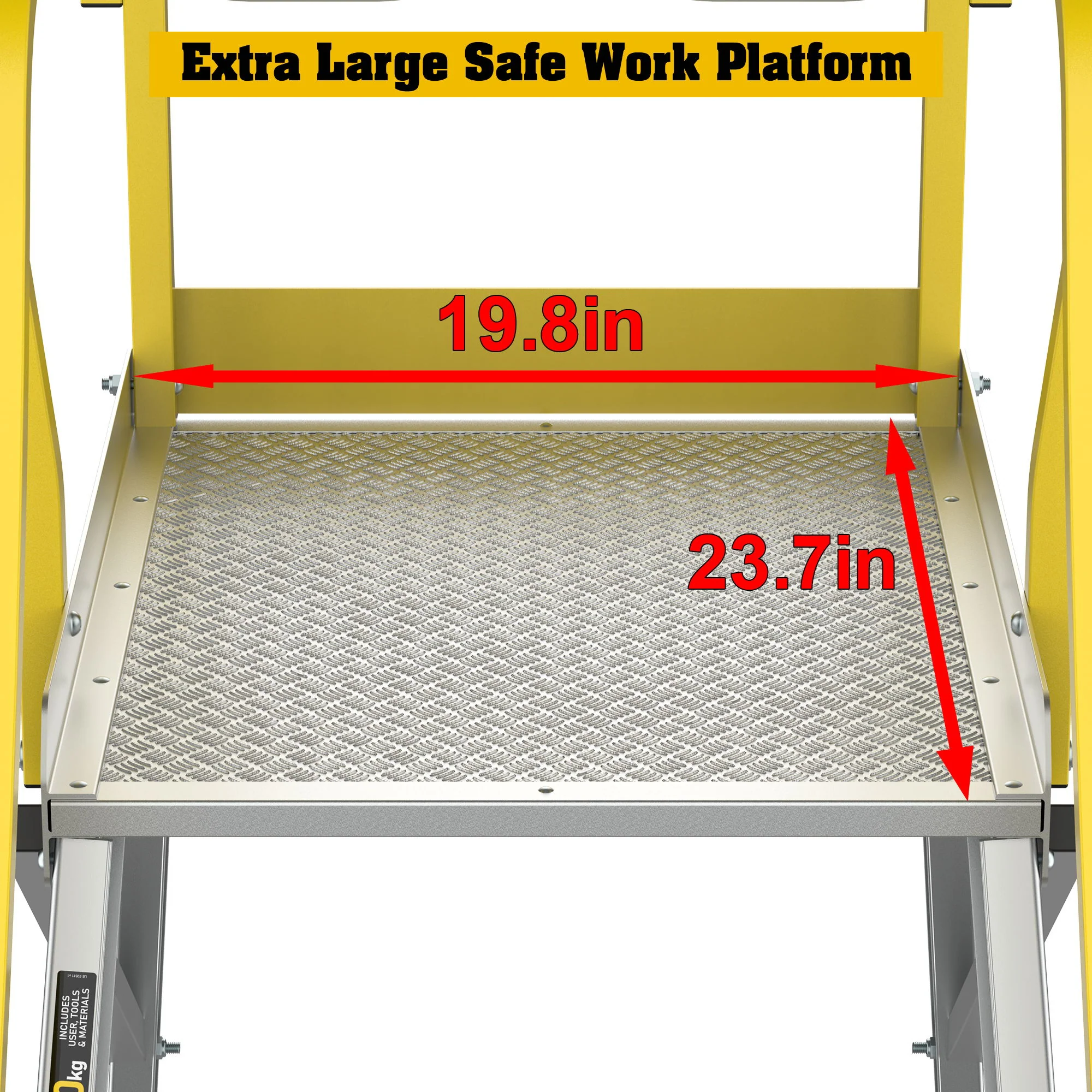 Heavy Duty Aluminum Rolling Platform Ladder With Steps, 375Lbs Capacity - Image 16