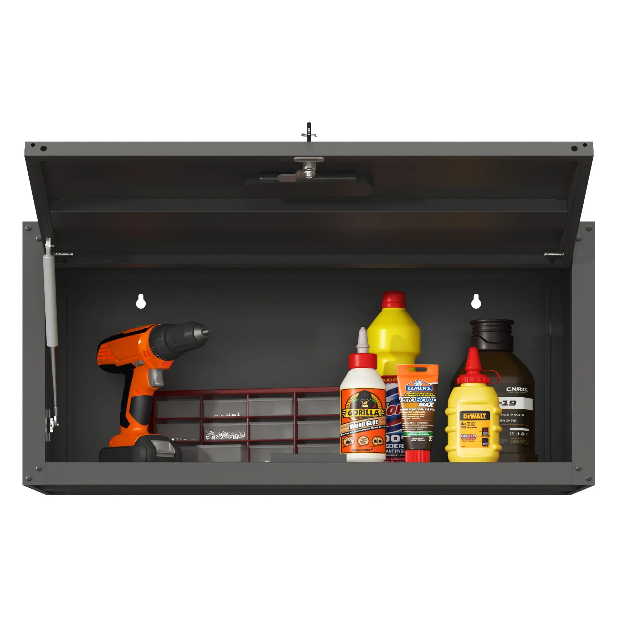 Heavy Duty, Metal Wall Mounted Tool Storage Cabinet Steel Metal Garage Storage Cabinet - Black / Gray - Image 9