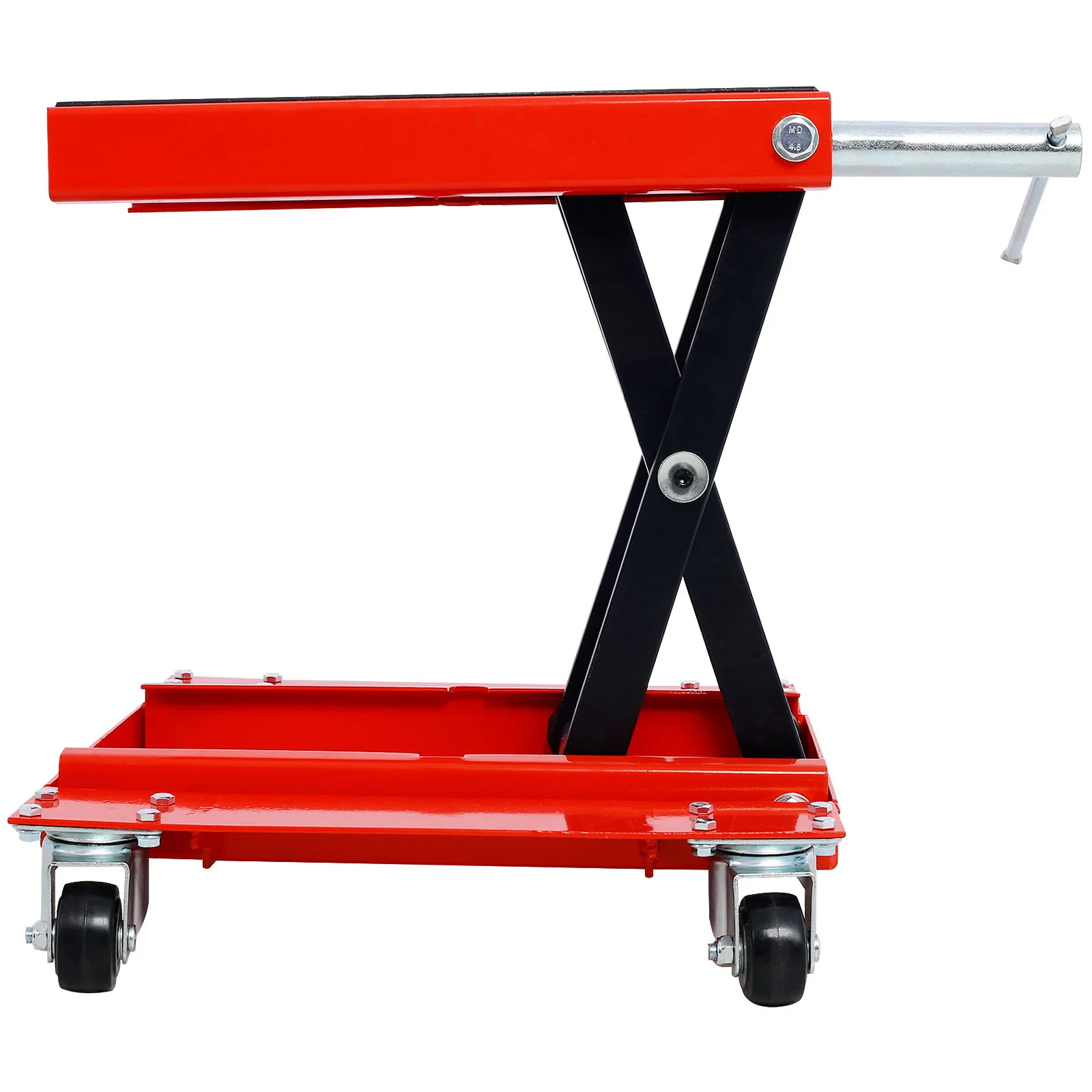 Heavy Duty Motorcycle Lift Jack With Dolly Tray And Wide Deck - Red - Image 9