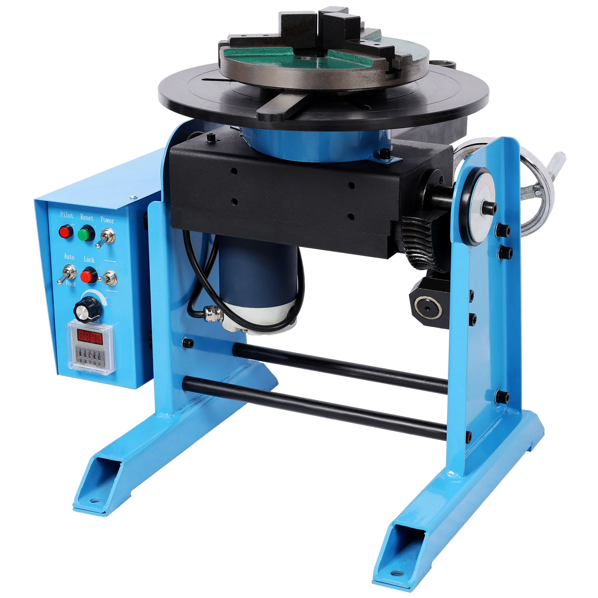 Heavy Duty Rotary Welding Positioner Turntable Table With Manual Tilt And 3 Jaw Lathe Chuck - Blue - Image 7